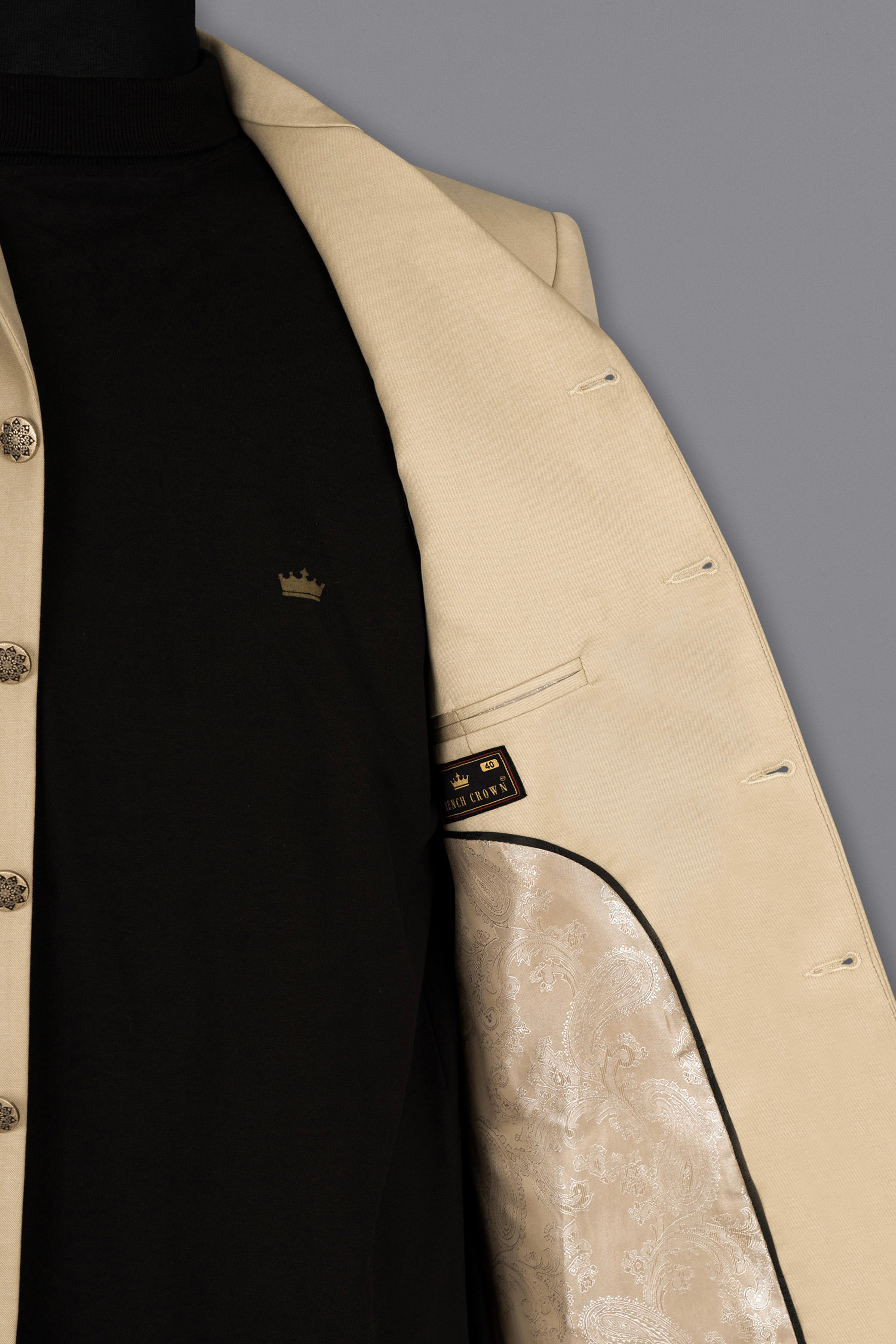 Calico Cream Subtle Sheen Designer Suit