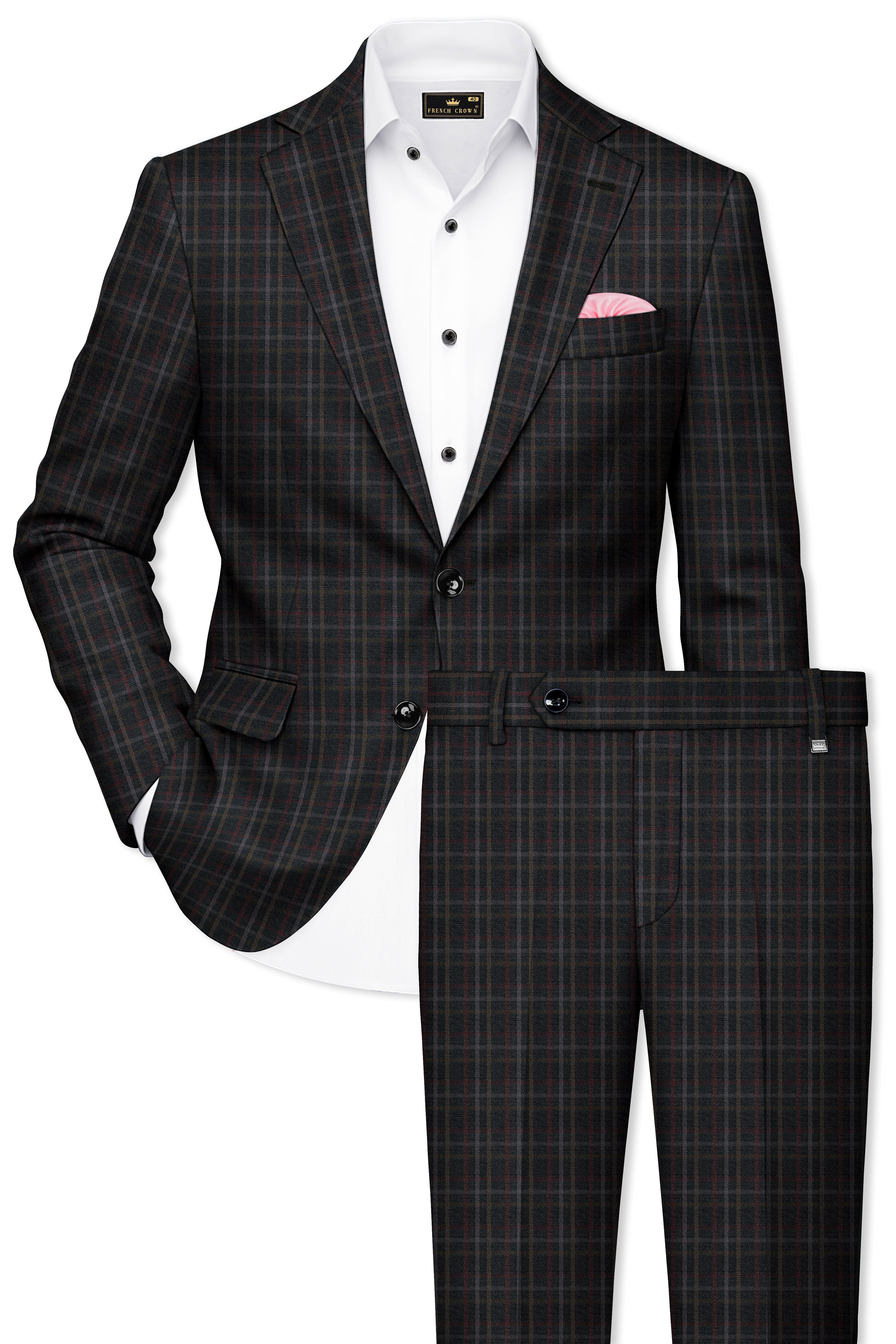 Zeus Black Plaid Wool Rich Suit