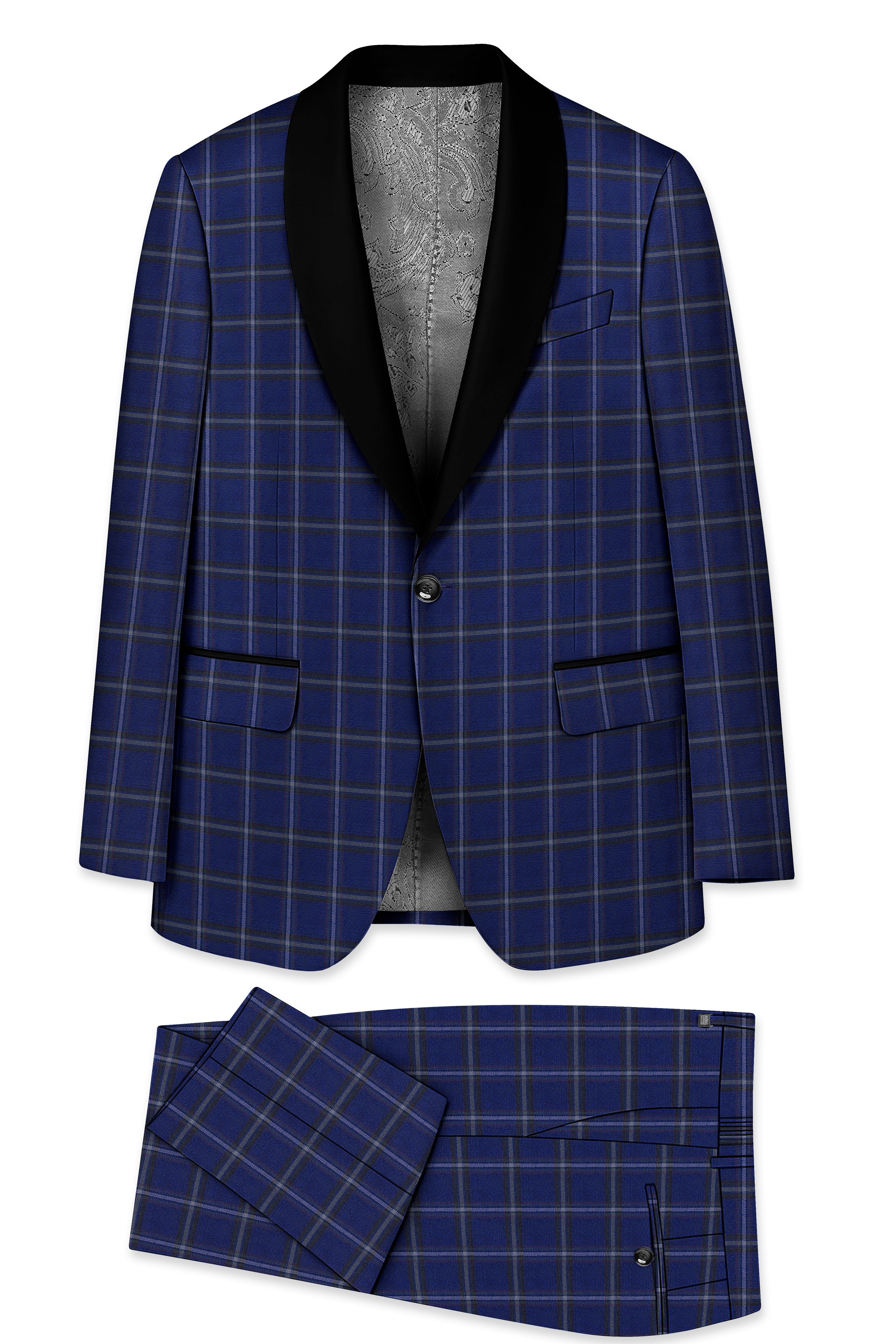 Rhino Blue Windowpane Woolrich Tuxedo Suit