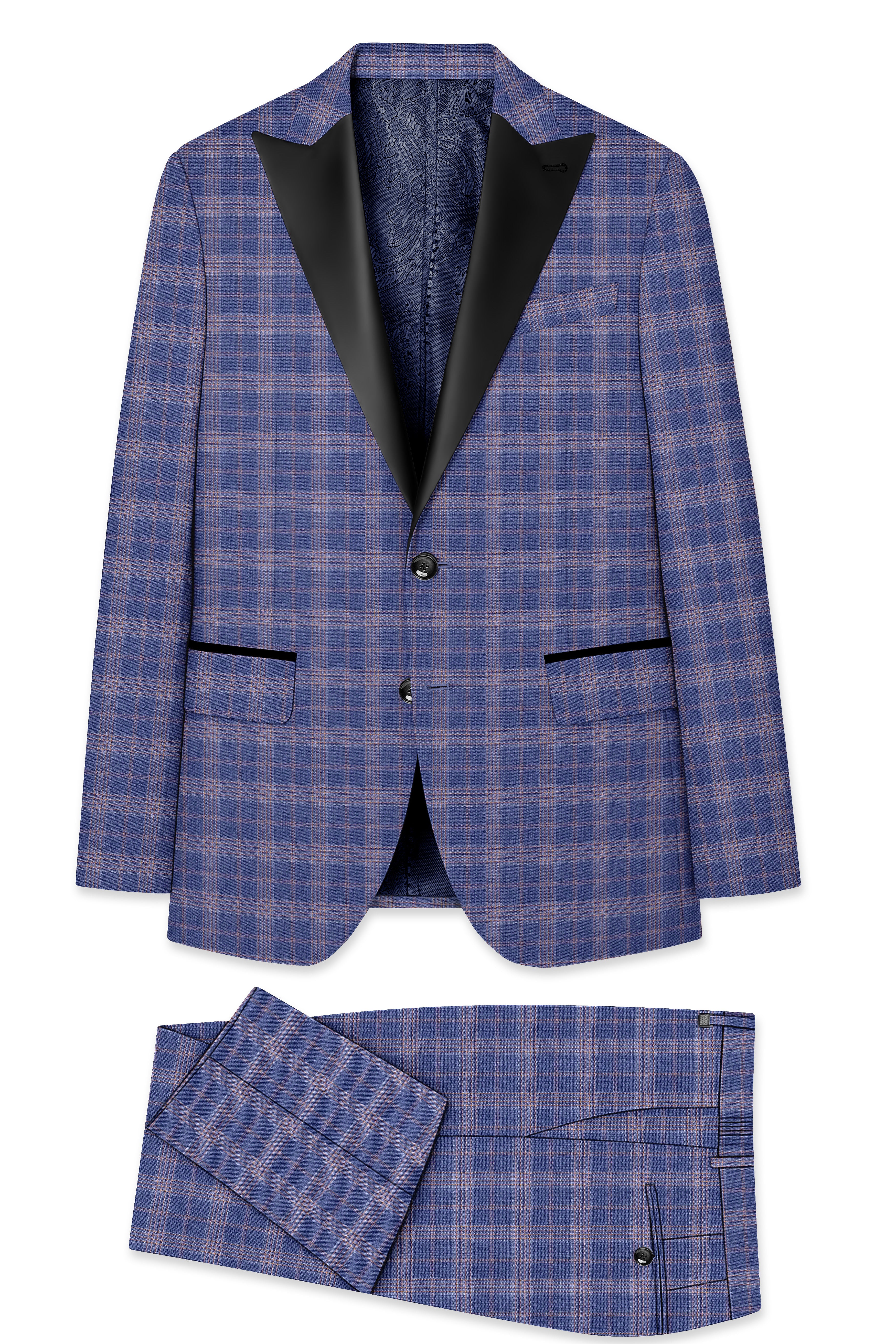 Trout Gray Super fine Checkered Wool Rich Tuxedo Suit