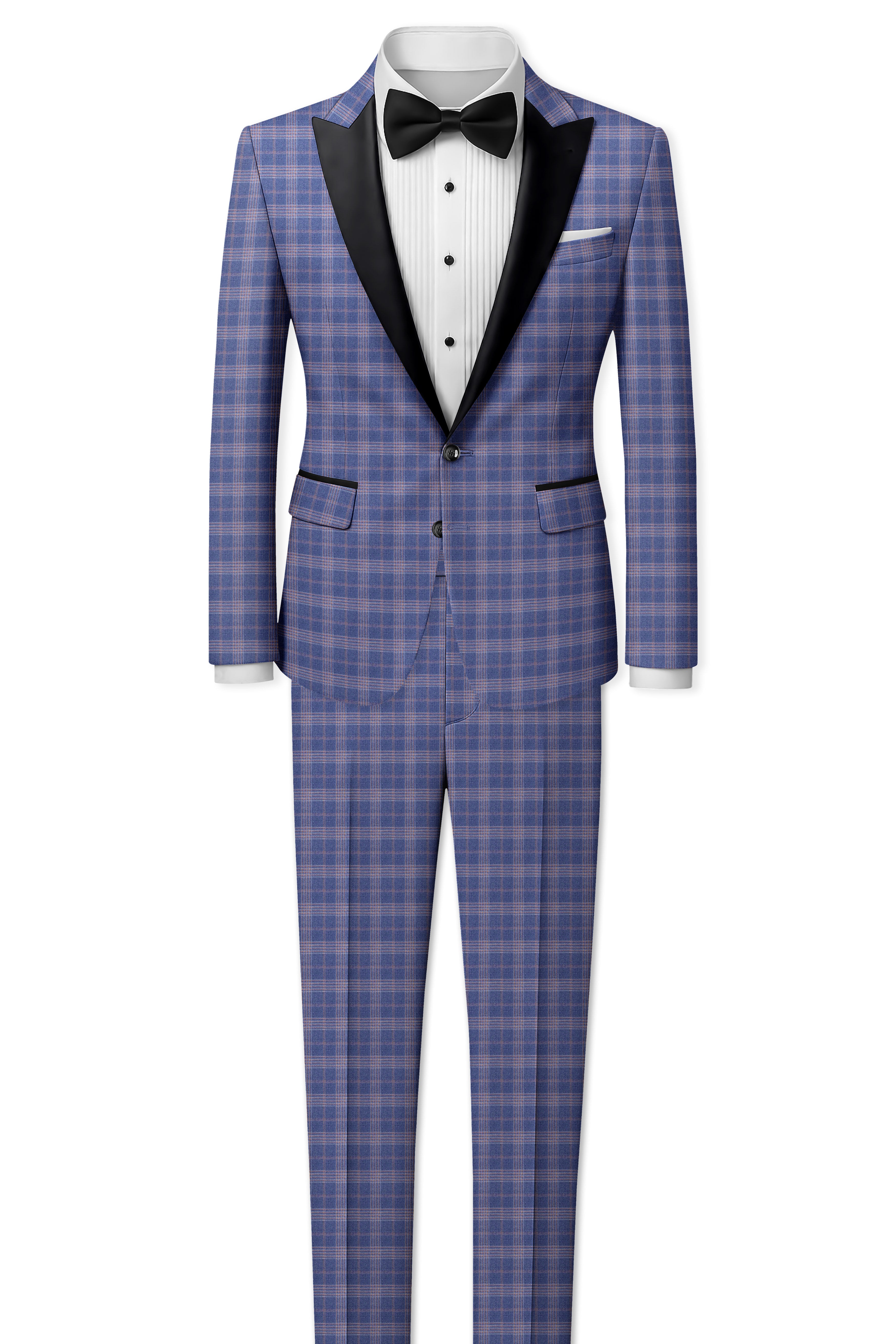 Trout Gray Super fine Checkered Wool Rich Tuxedo Suit