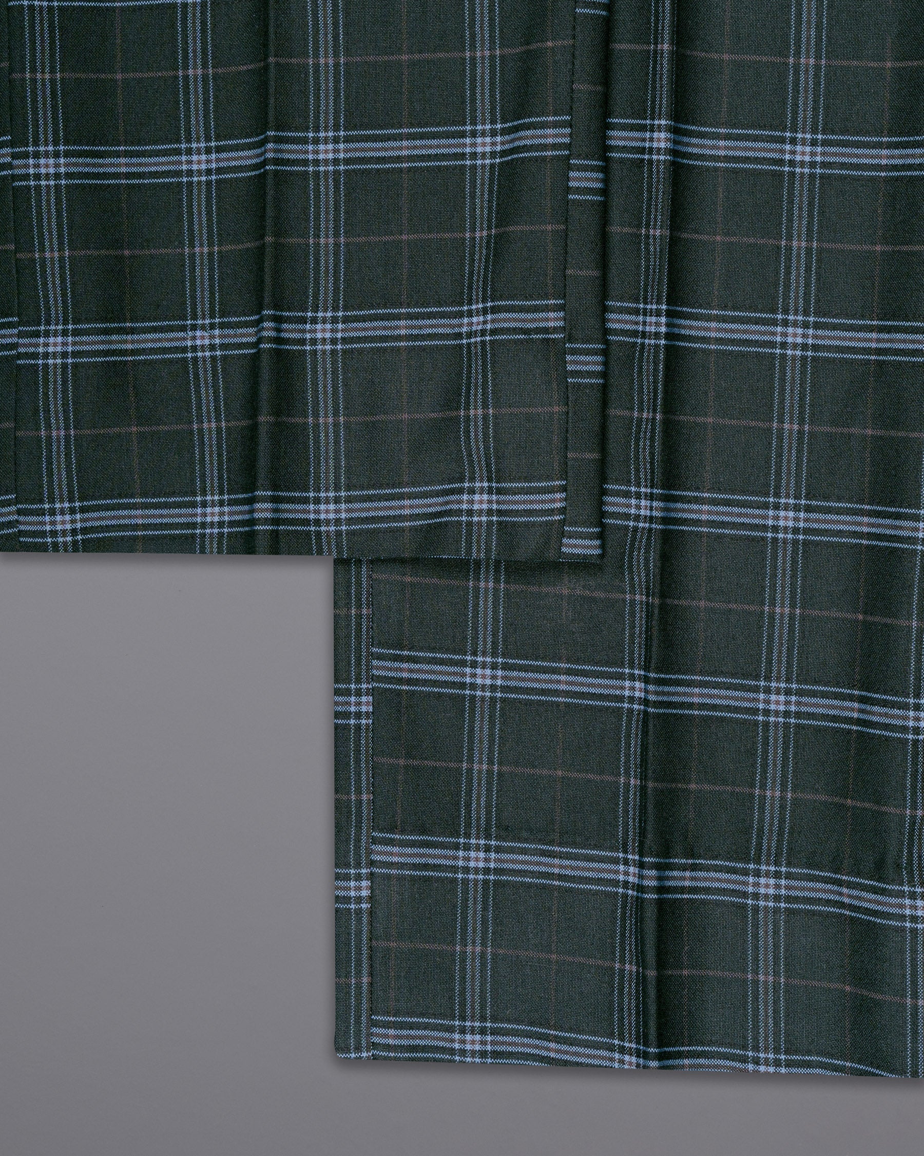 Log Cabin Green Super fine Windowpane Wool Rich Double Breasted Suit