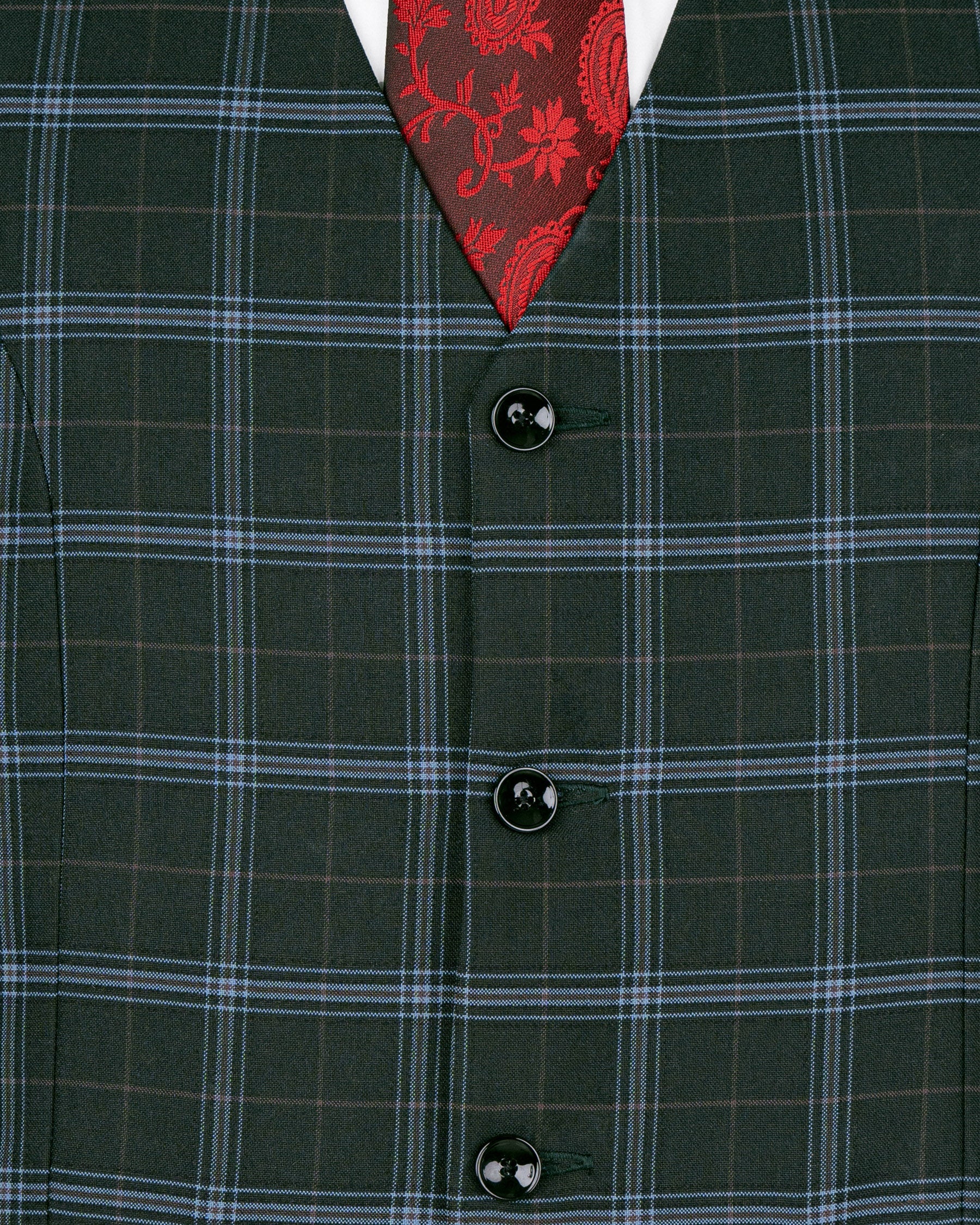Log Cabin Green Super fine Windowpane Wool Rich Double Breasted Suit