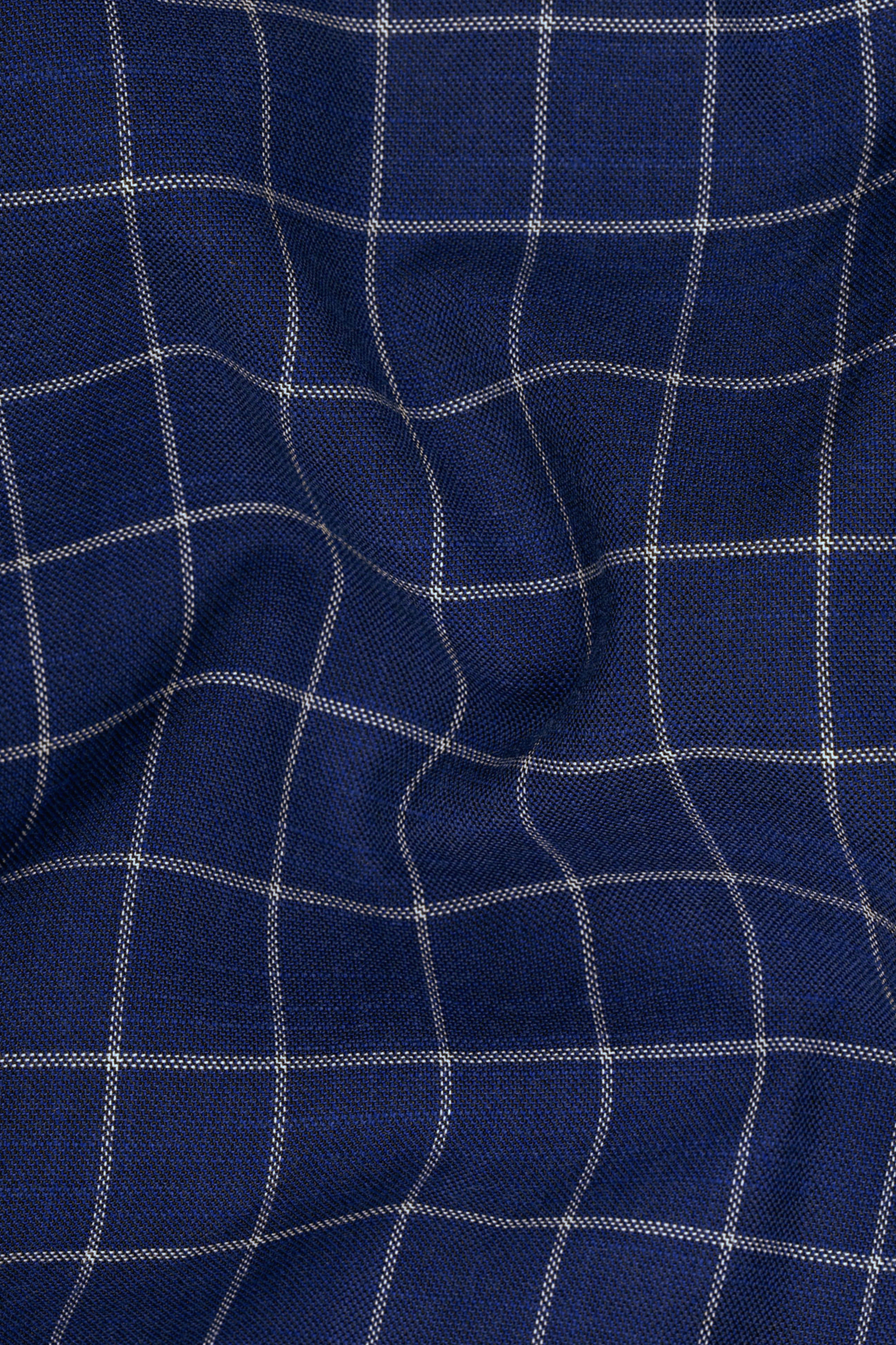 Rhino Blue Super fine Checkered Double Breasted Premium Cotton Suit