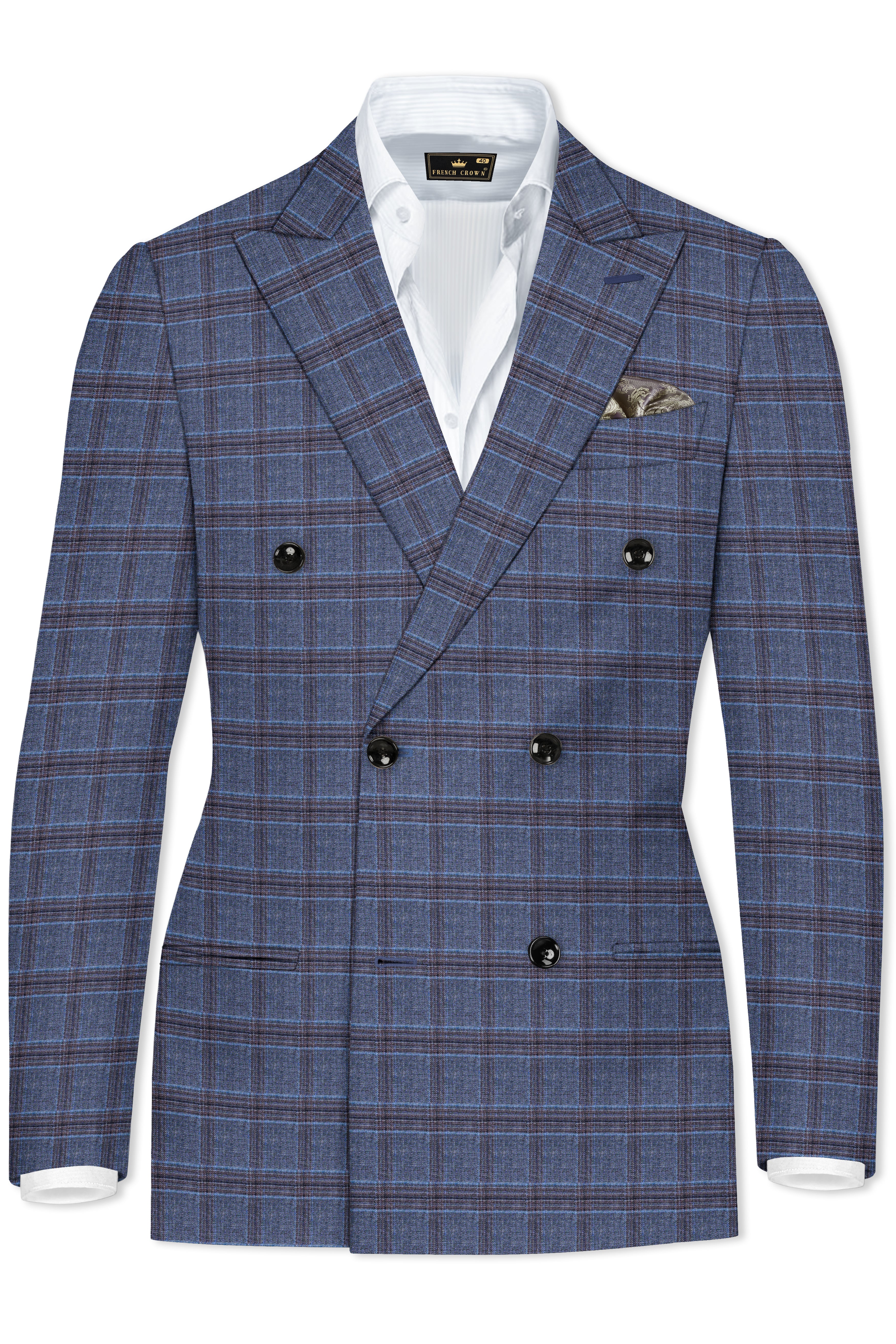 Pickled Bluewood Super fine Checkered Double Breasted Woolrich Suit