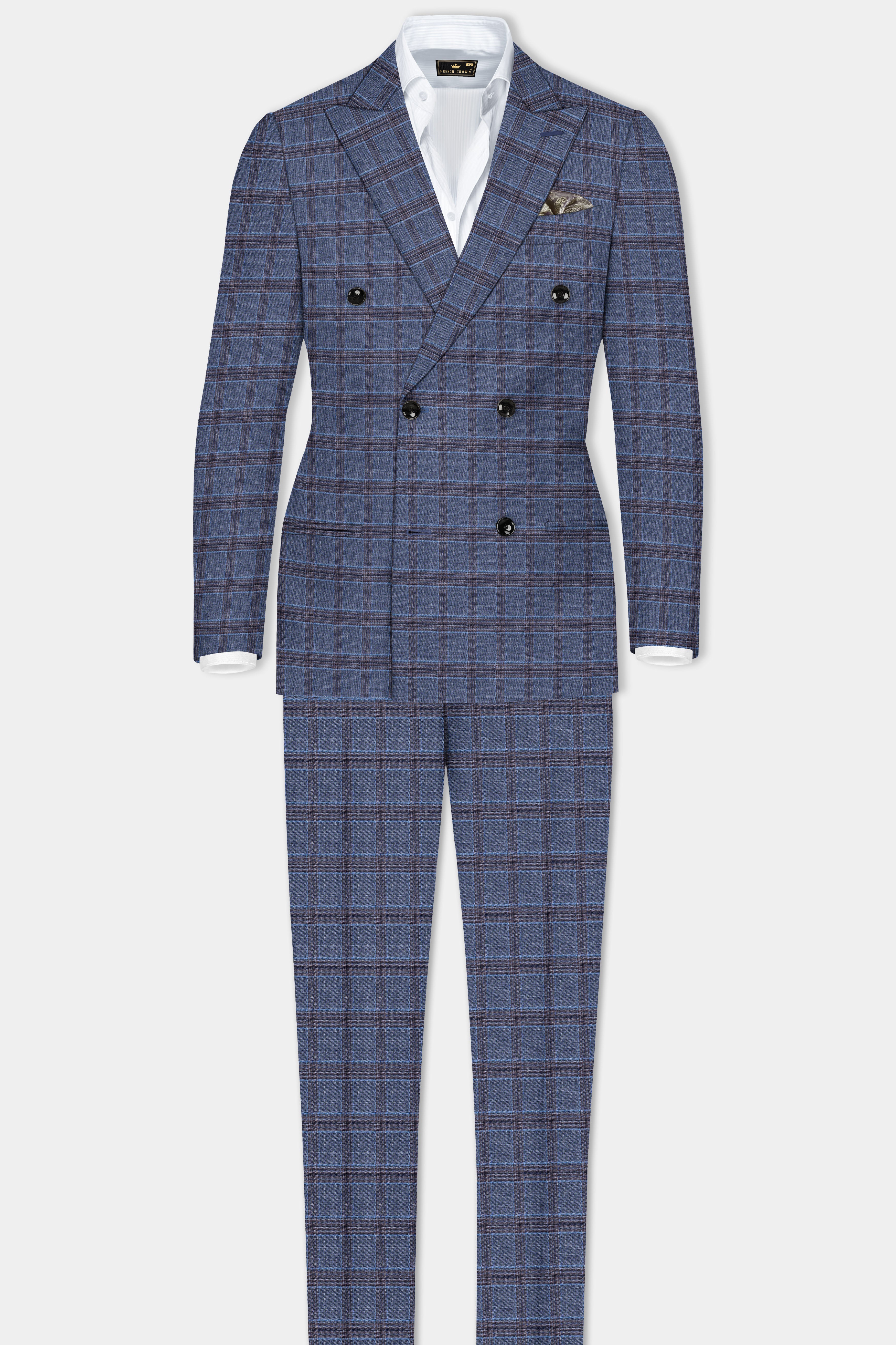 Pickled Bluewood Super fine Checkered Double Breasted Woolrich Suit