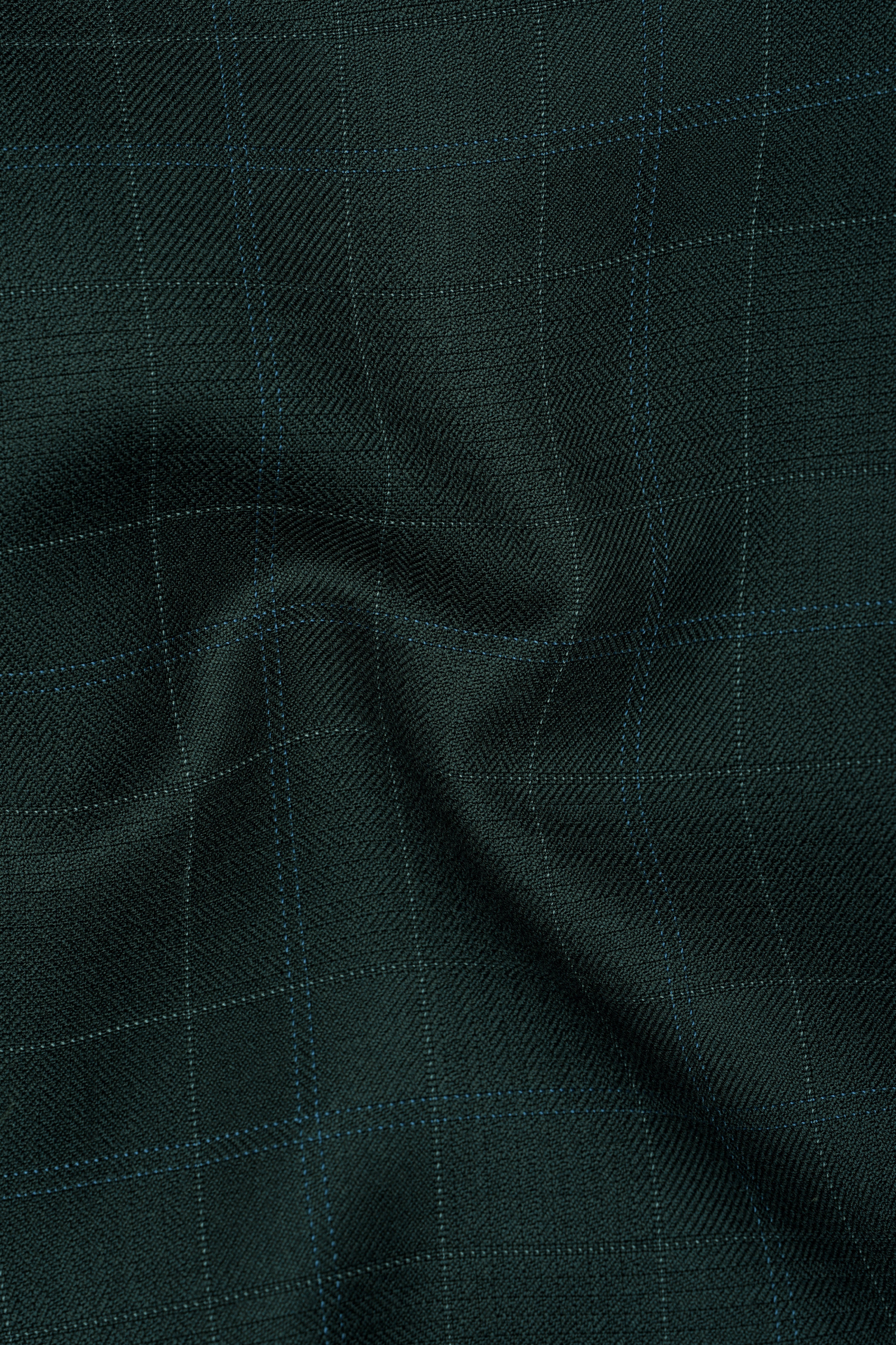 Dune Green Super fine Plaid Woolrich Cross Placket Bandhgala Suit