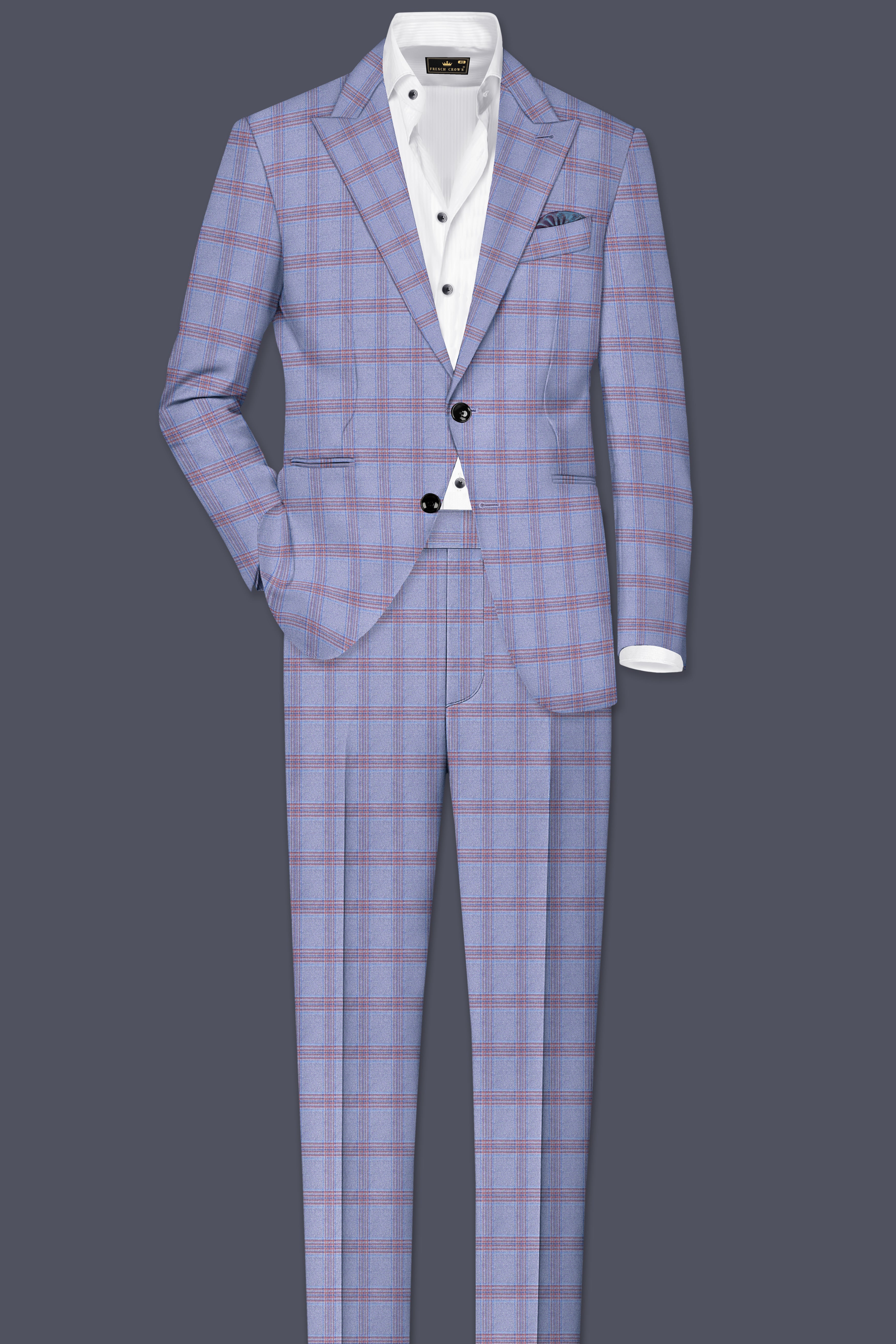 Manatee Grey Super fine Plaid Premium Cotton Suit
