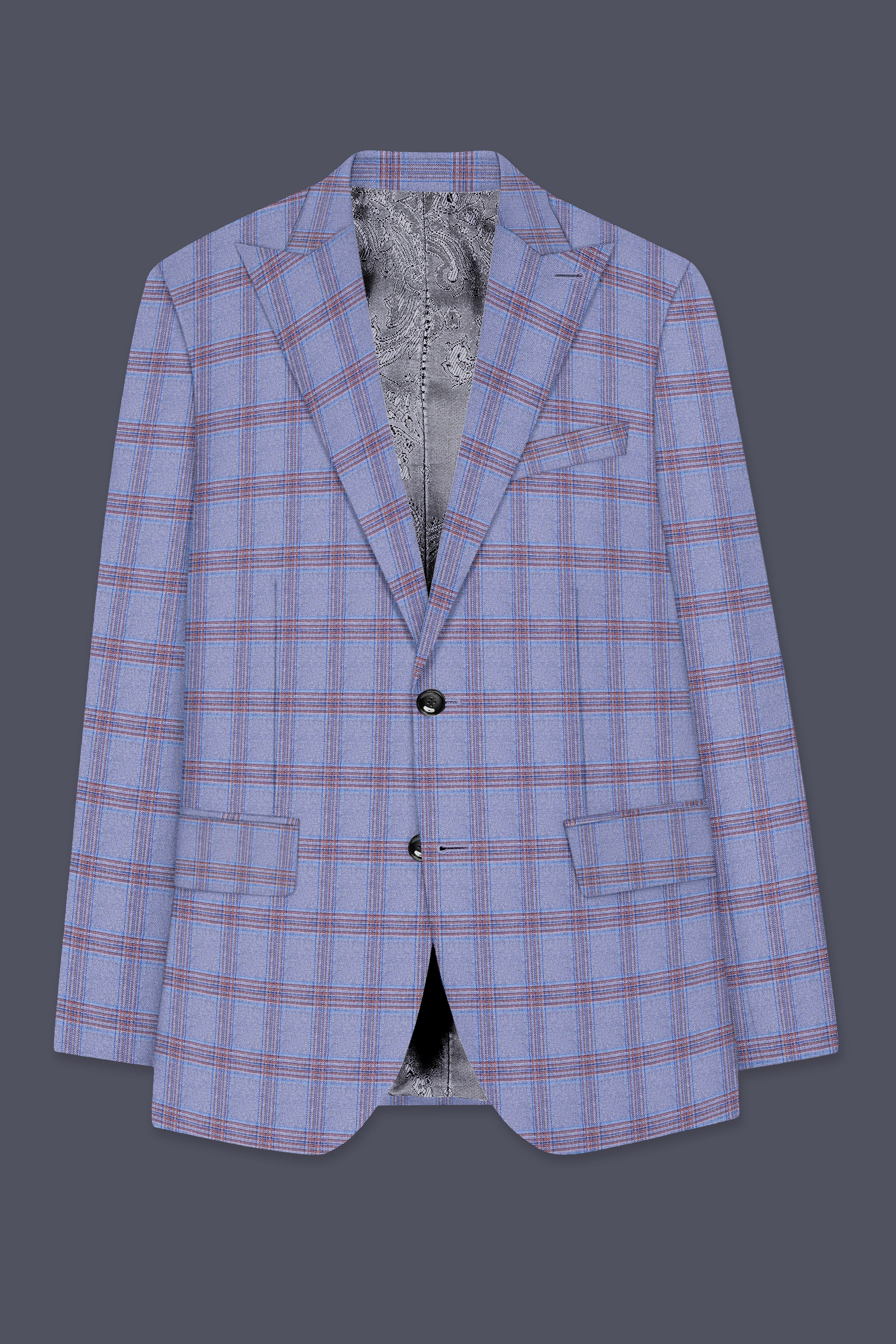 Manatee Grey Super fine Plaid Premium Cotton Suit