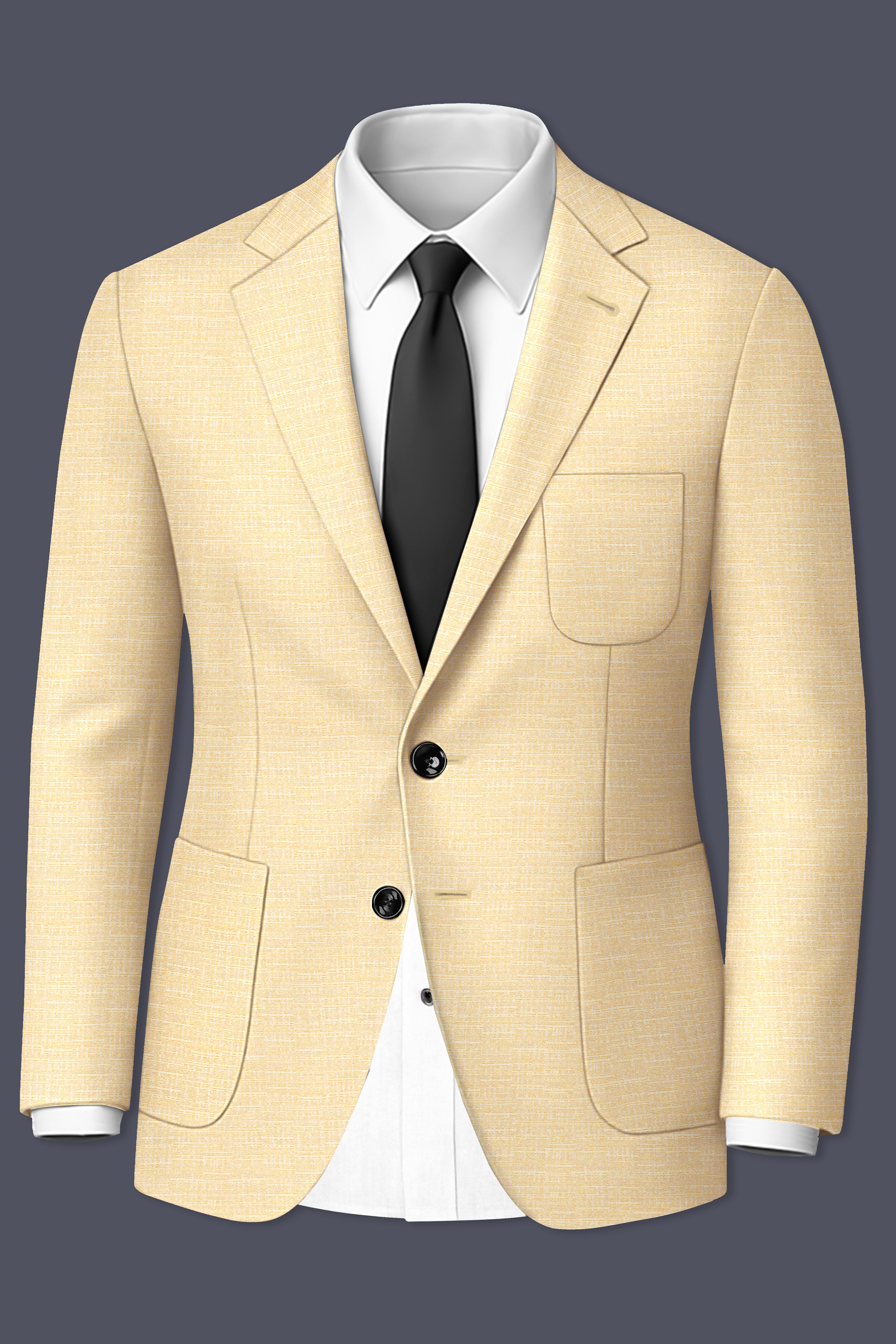 Derby Yellow Textured Single Breasted Sports Suit