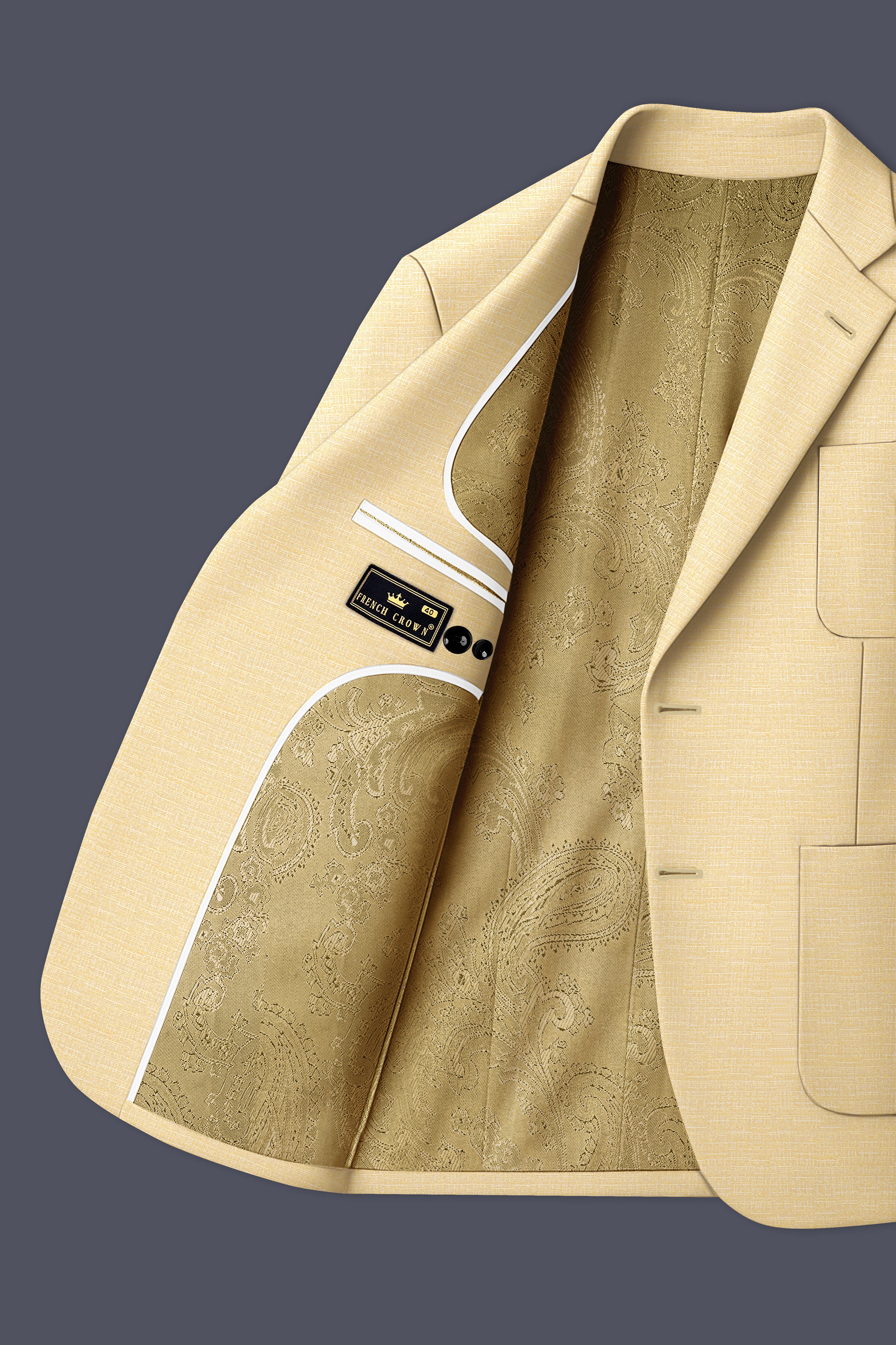 Derby Yellow Textured Single Breasted Sports Suit