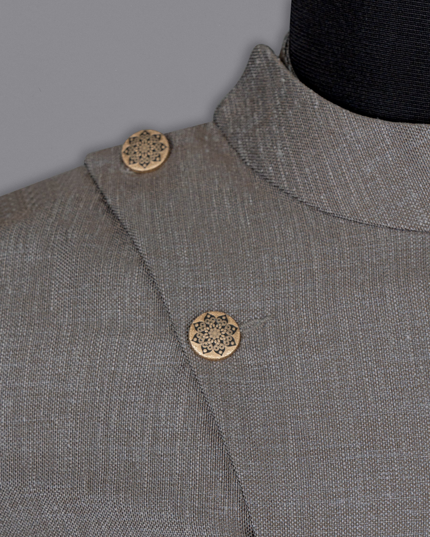 Sandstone Gray  Cross Placket Bandhgala Designer Suit