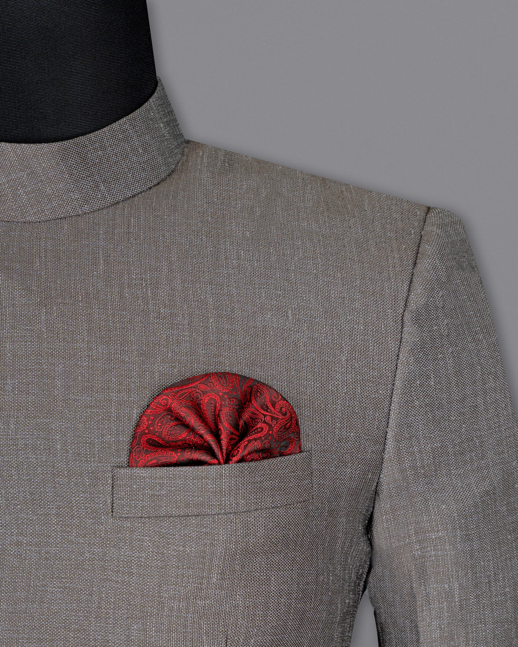 Sandstone Gray  Cross Placket Bandhgala Designer Suit