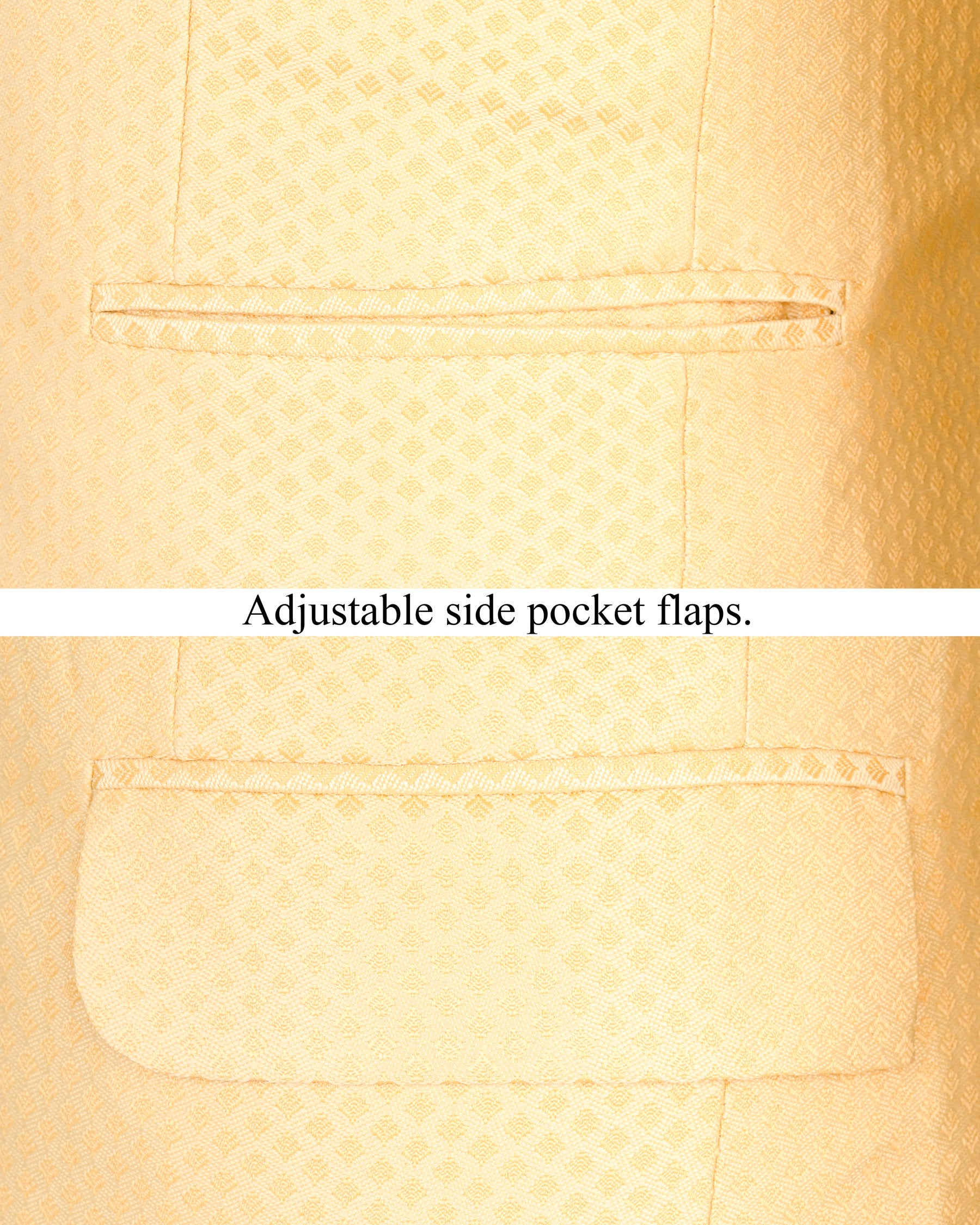 Marzipan Yellow Textured Bandhgala Designer Suit