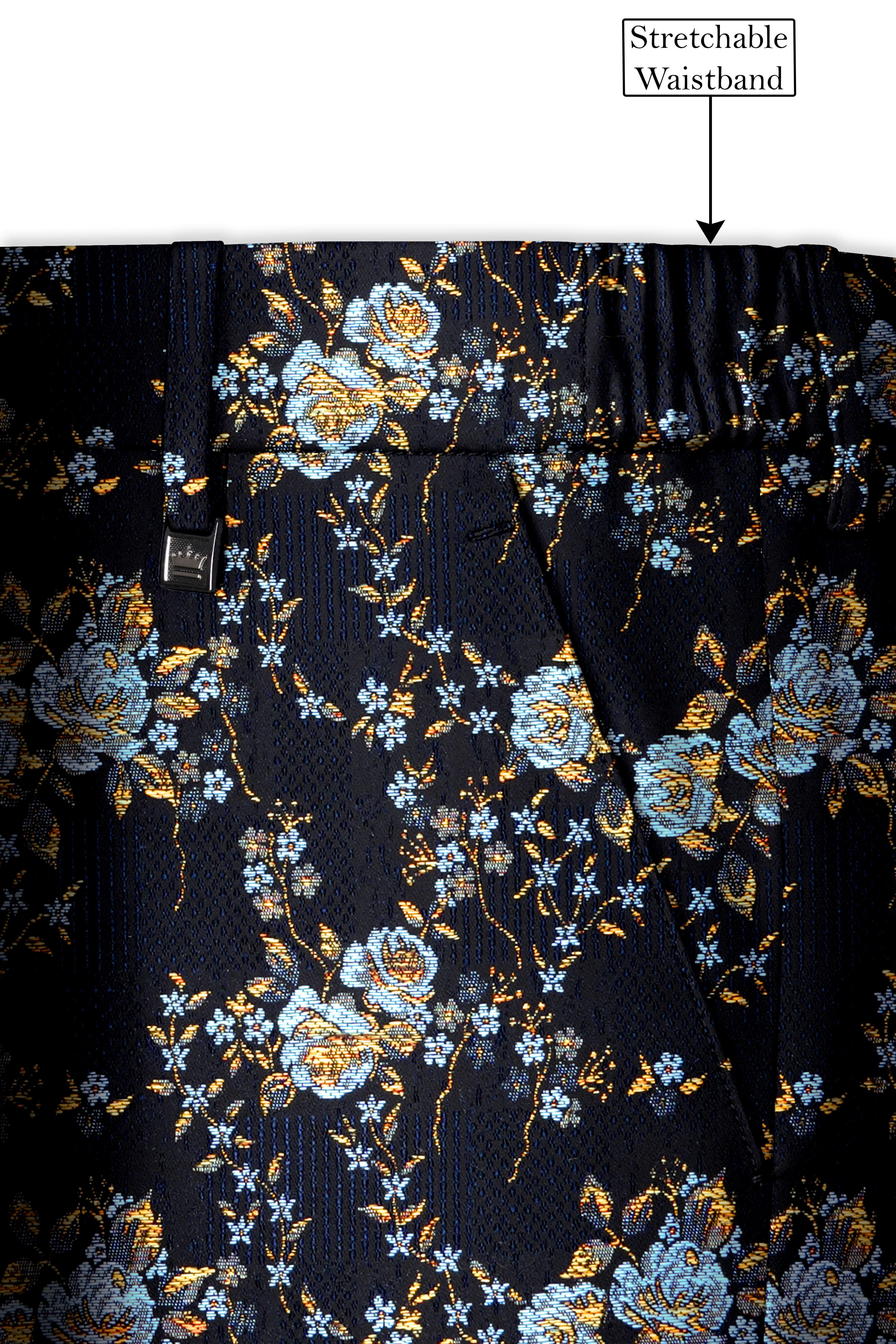 Storm Dust Floral Textured Cross Placket  Bandhgala Designer Suit