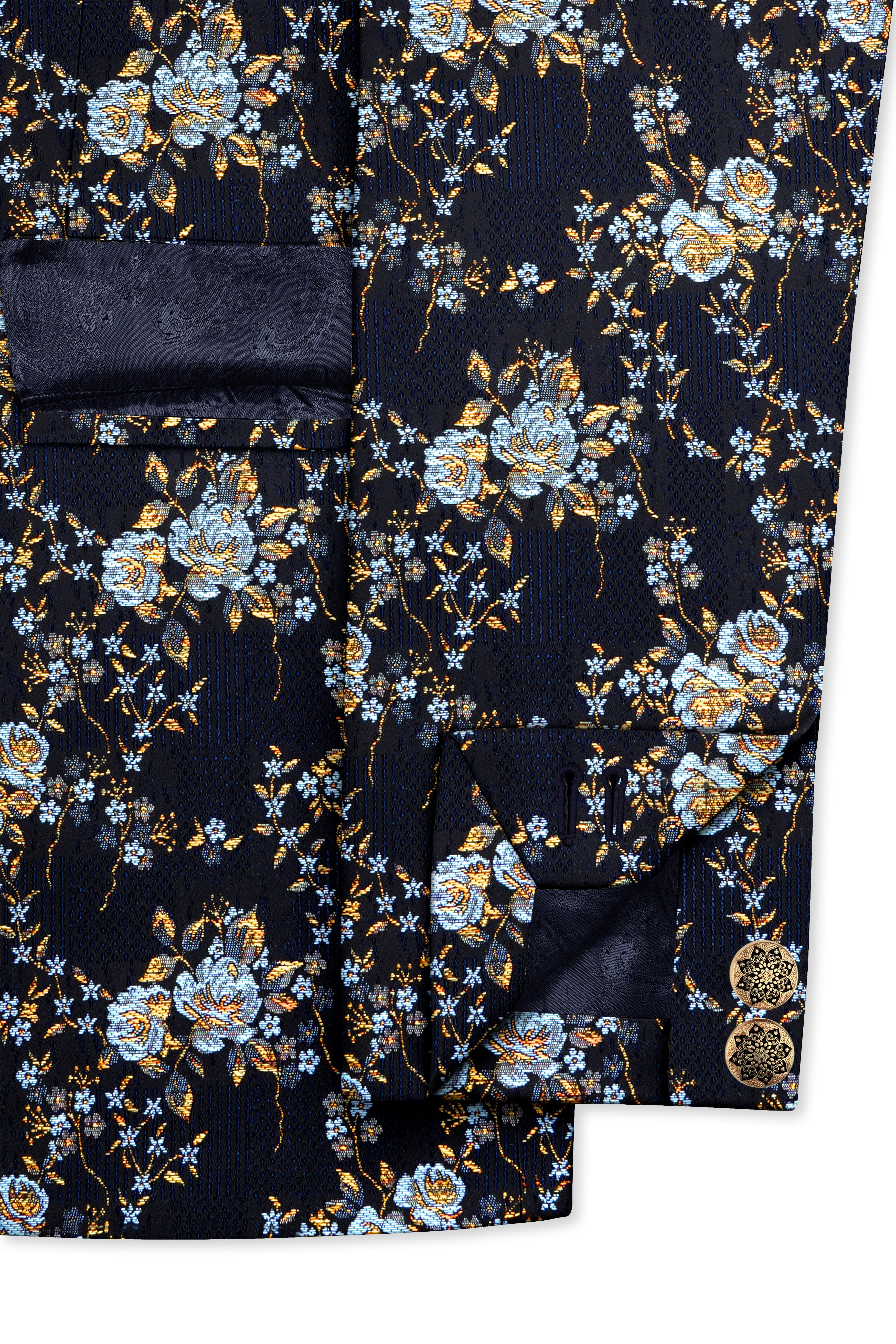 Storm Dust Floral Textured Cross Placket  Bandhgala Designer Suit