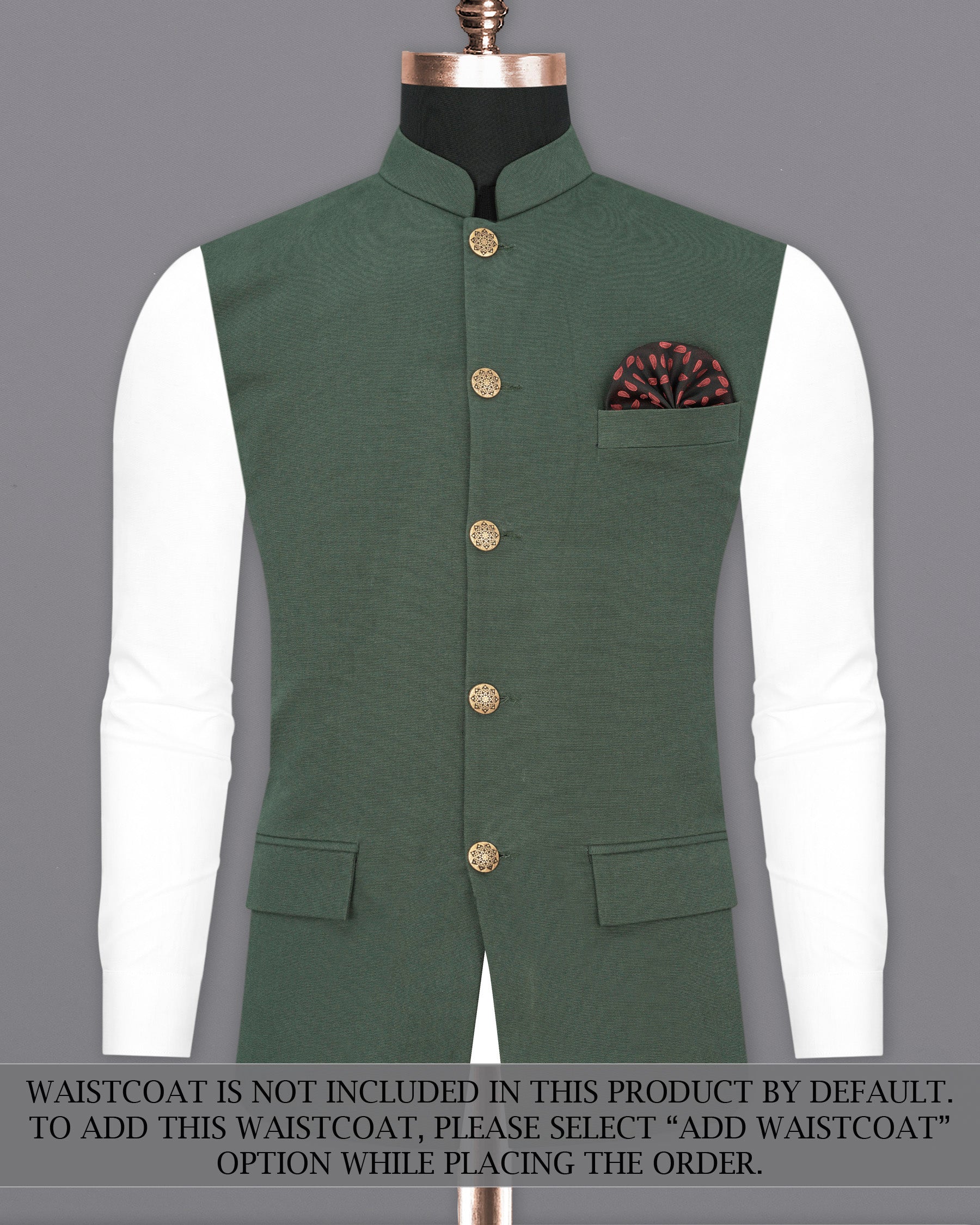 Asparagus Green Cross Placket Premium Cotton Bandhgala Suit
