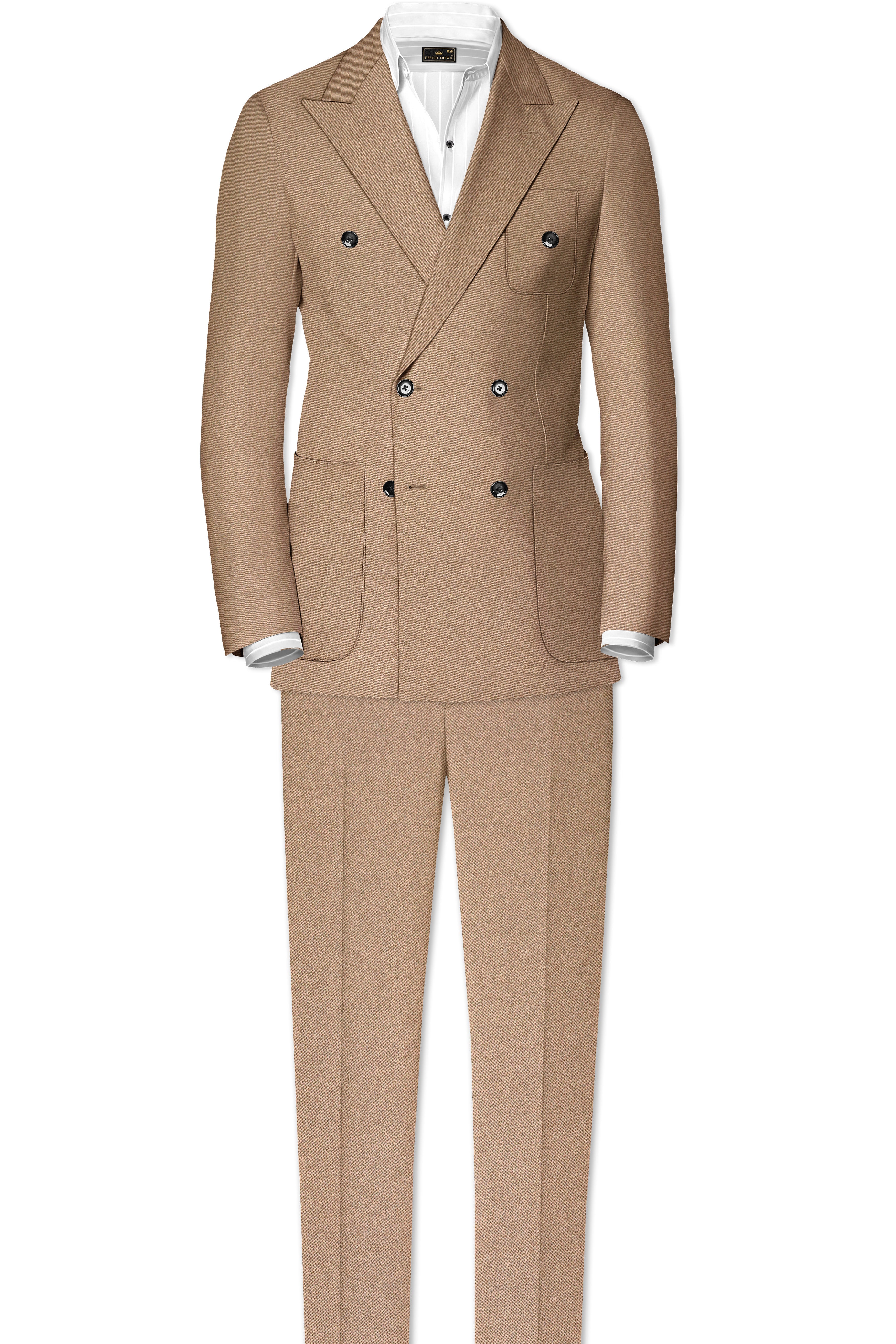 Dark Chestnut Brown Double Breasted Sports Premium Cotton Suit