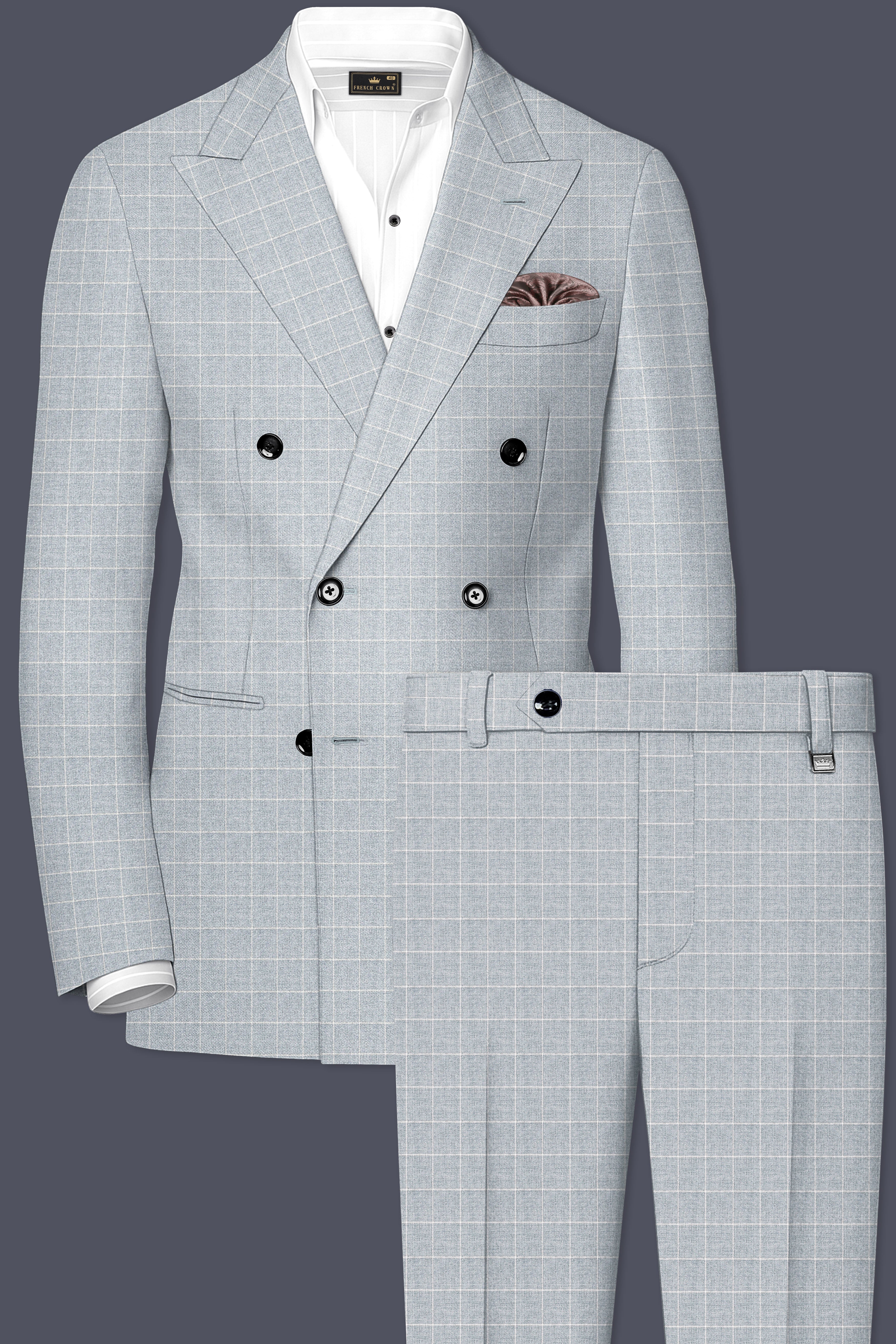 Hurricane Gray Windowpane Double Breasted Suit
