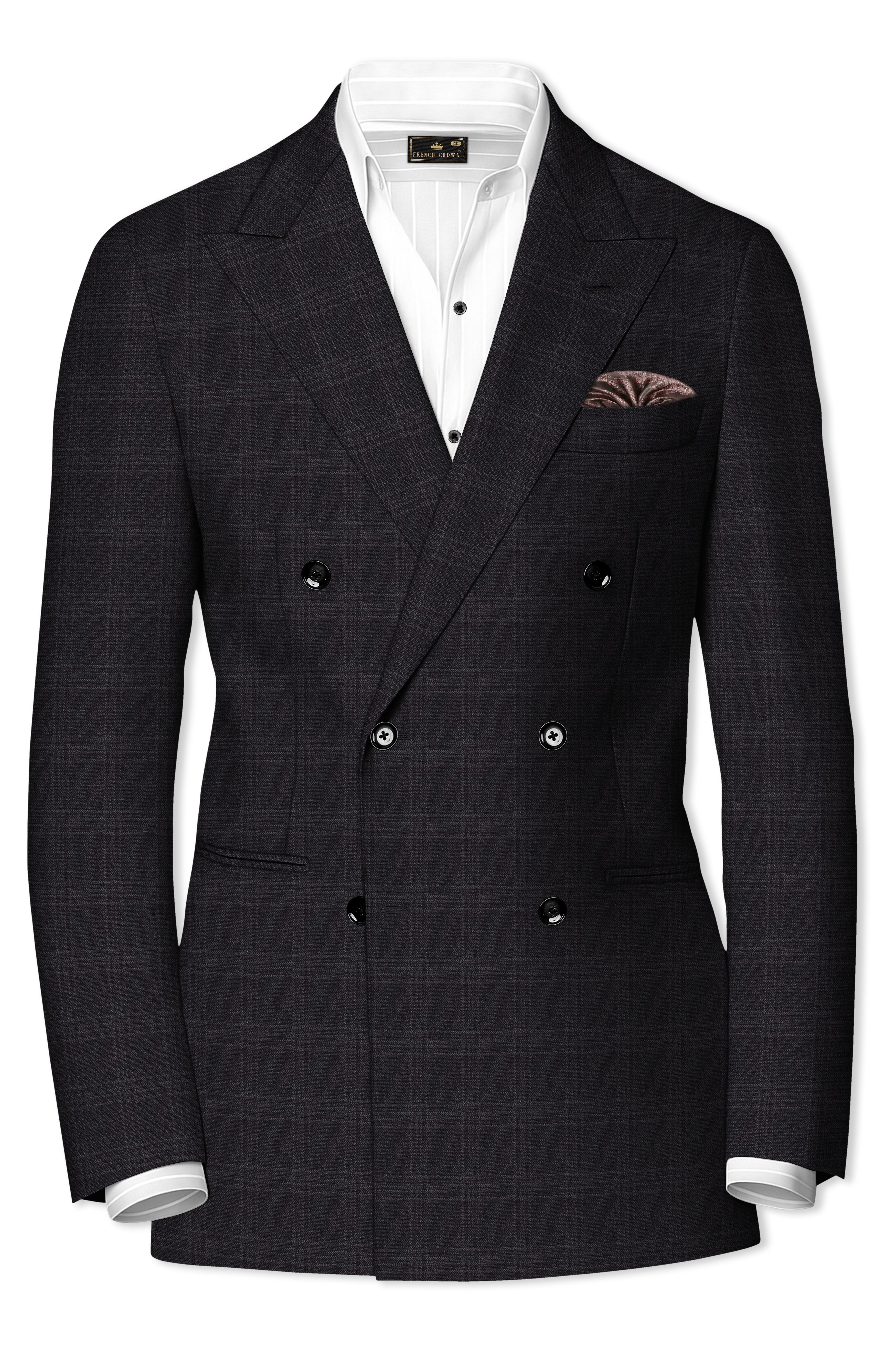 Tuatara Gray Subtle windowpanew Double Breasted Suit