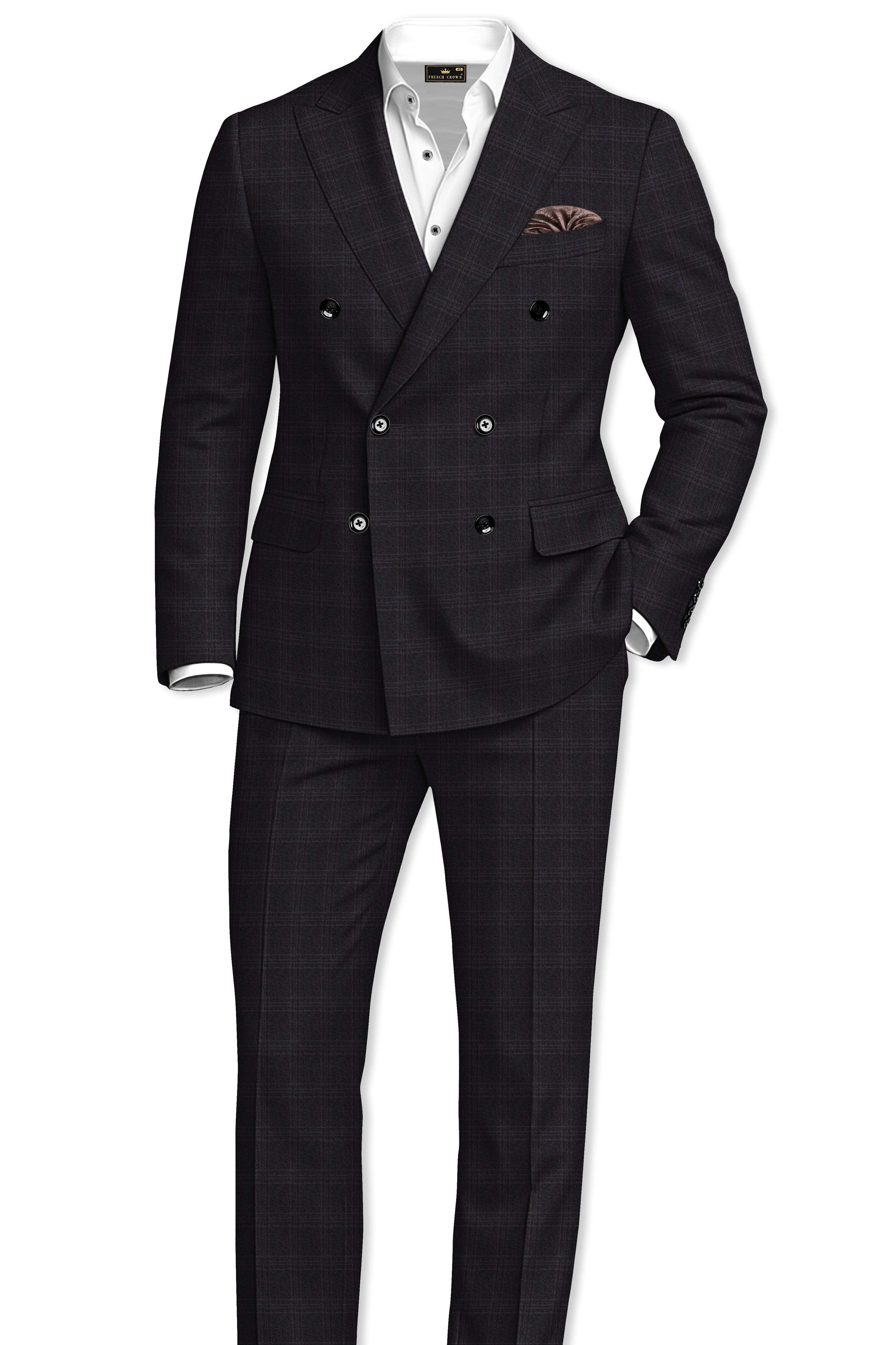 Tuatara Gray Subtle windowpanew Double Breasted Suit