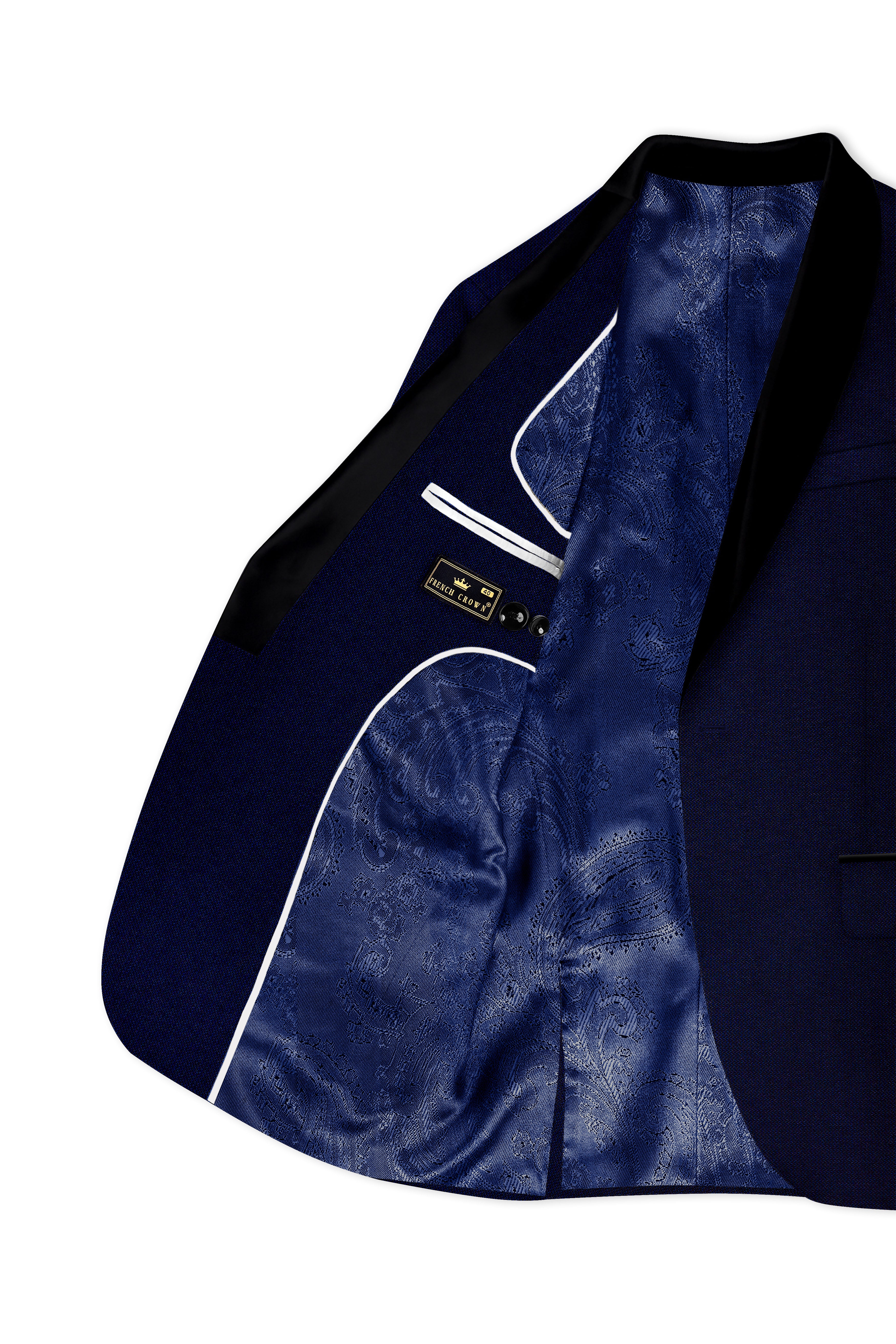 Gunmetal Navy Blue with Black Lapel Tuxedo Suit