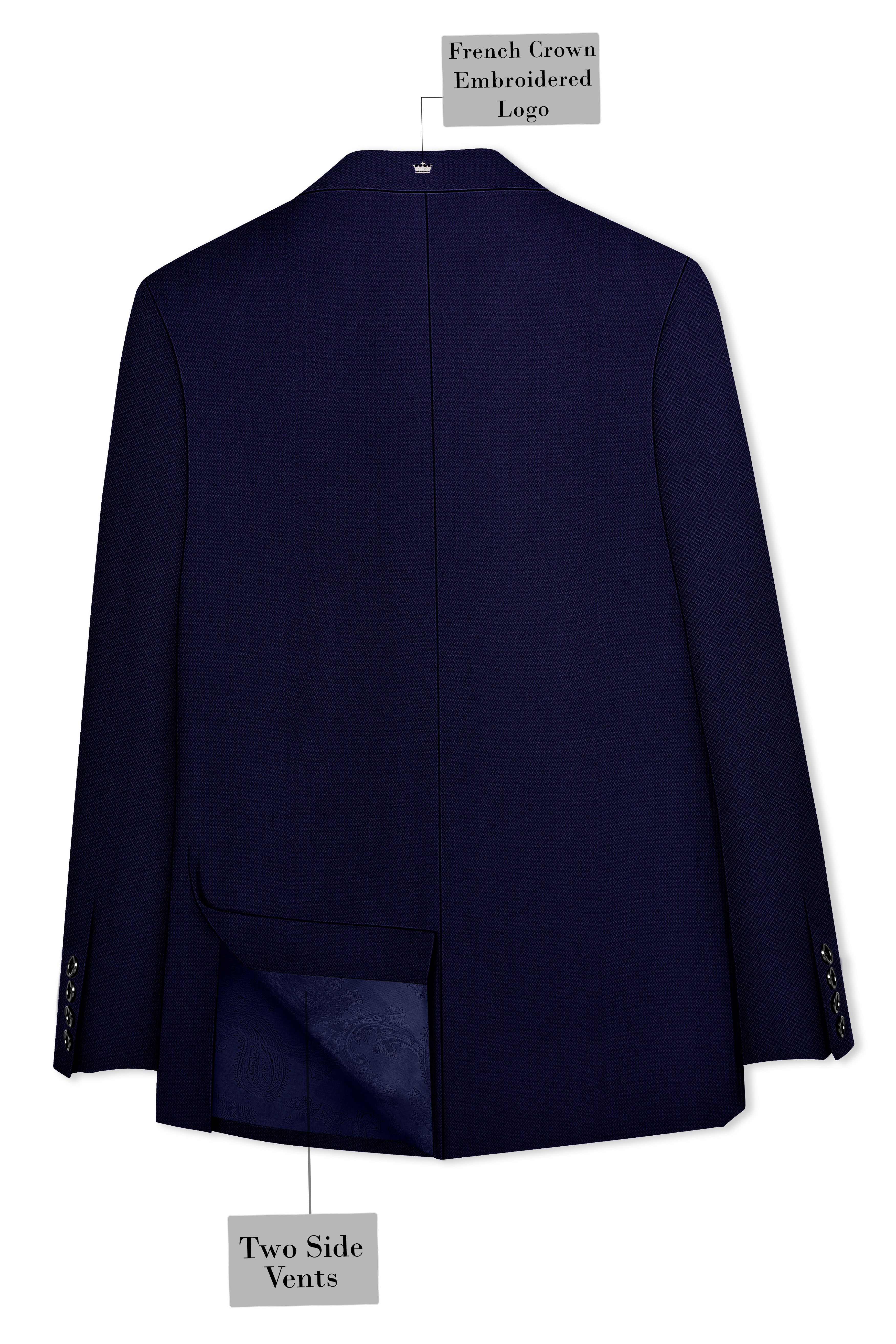 Gunmetal Navy Blue with Black Lapel Tuxedo Suit