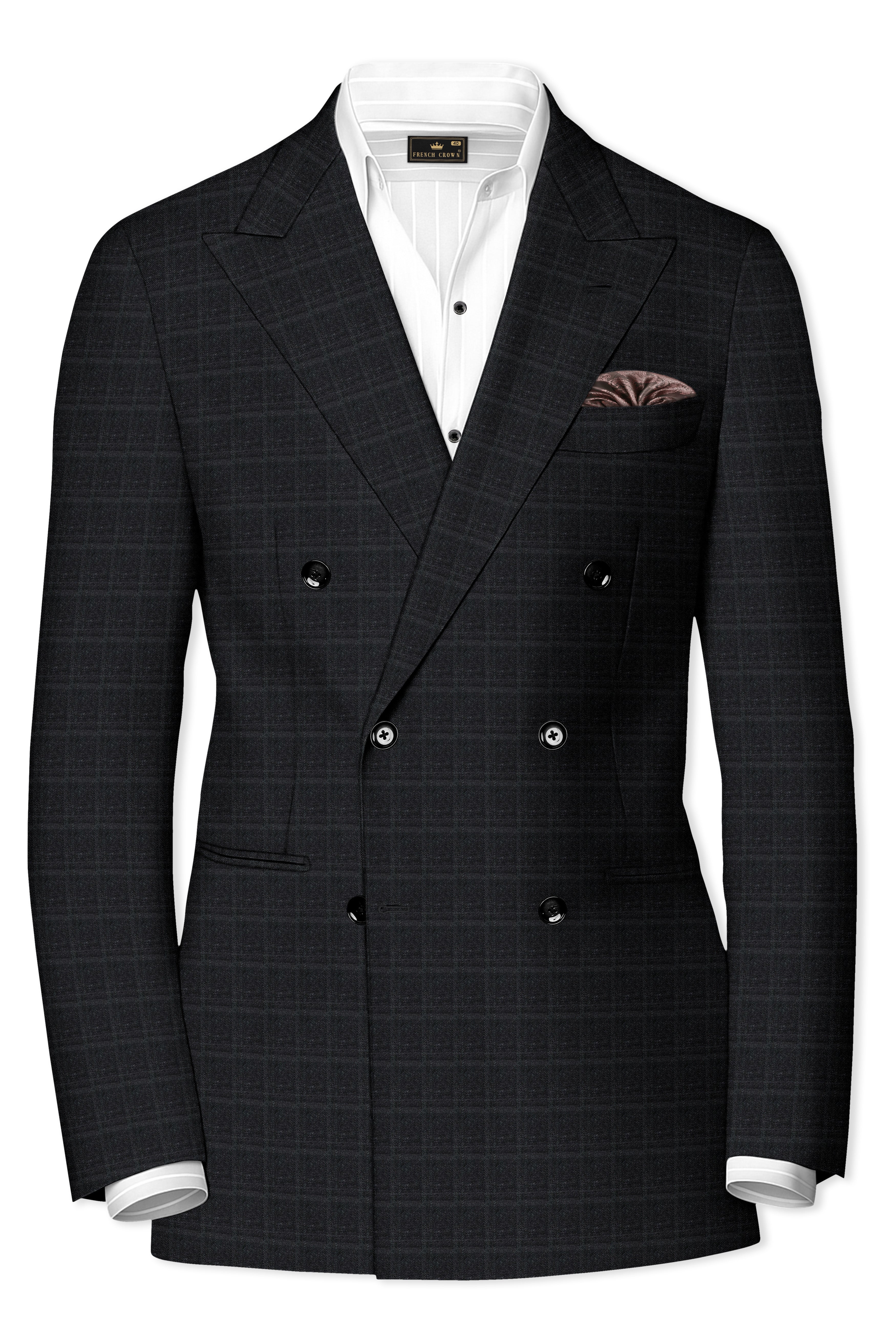 Dune Gray windowpane Double Breasted Suit