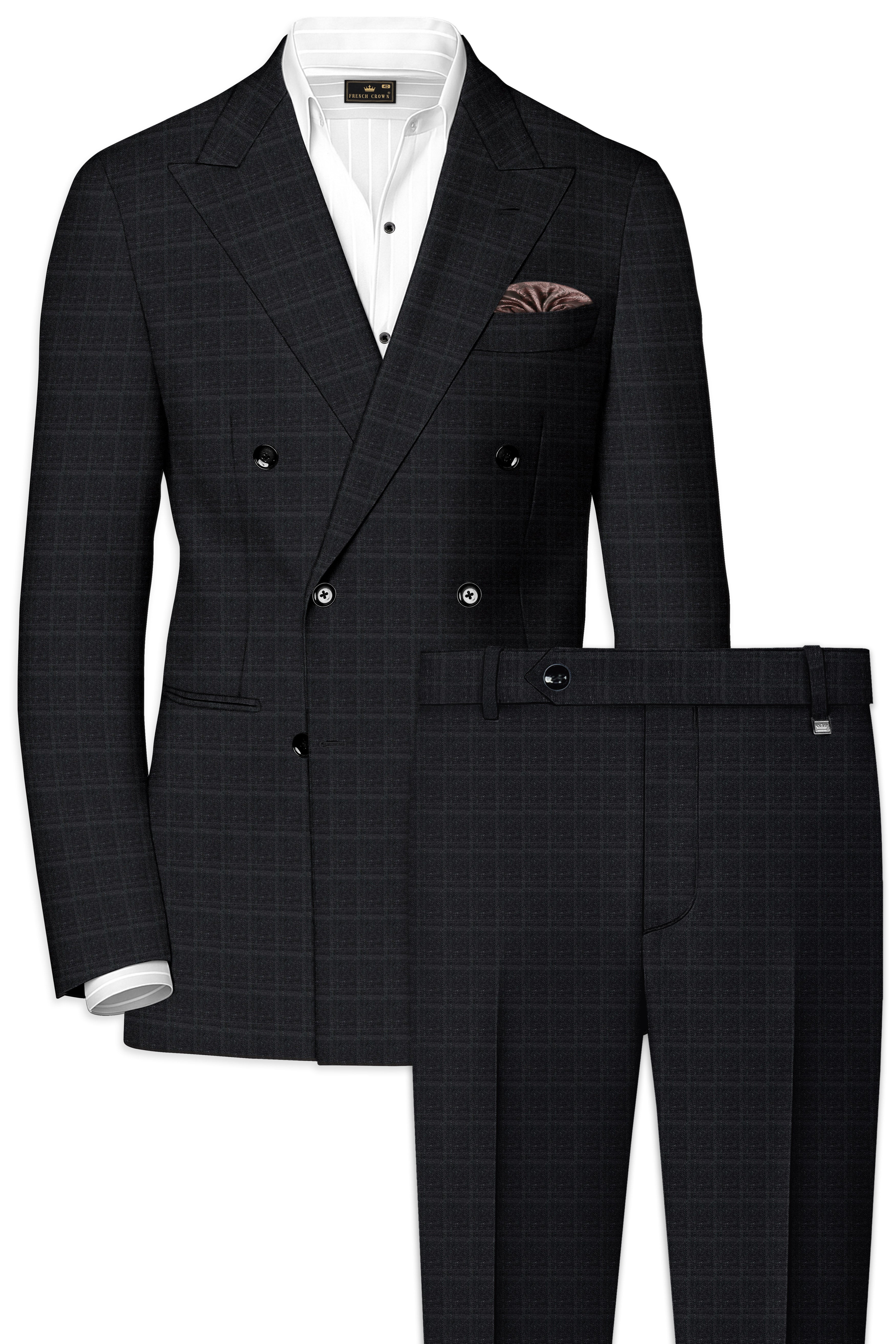 Dune Gray windowpane Double Breasted Suit