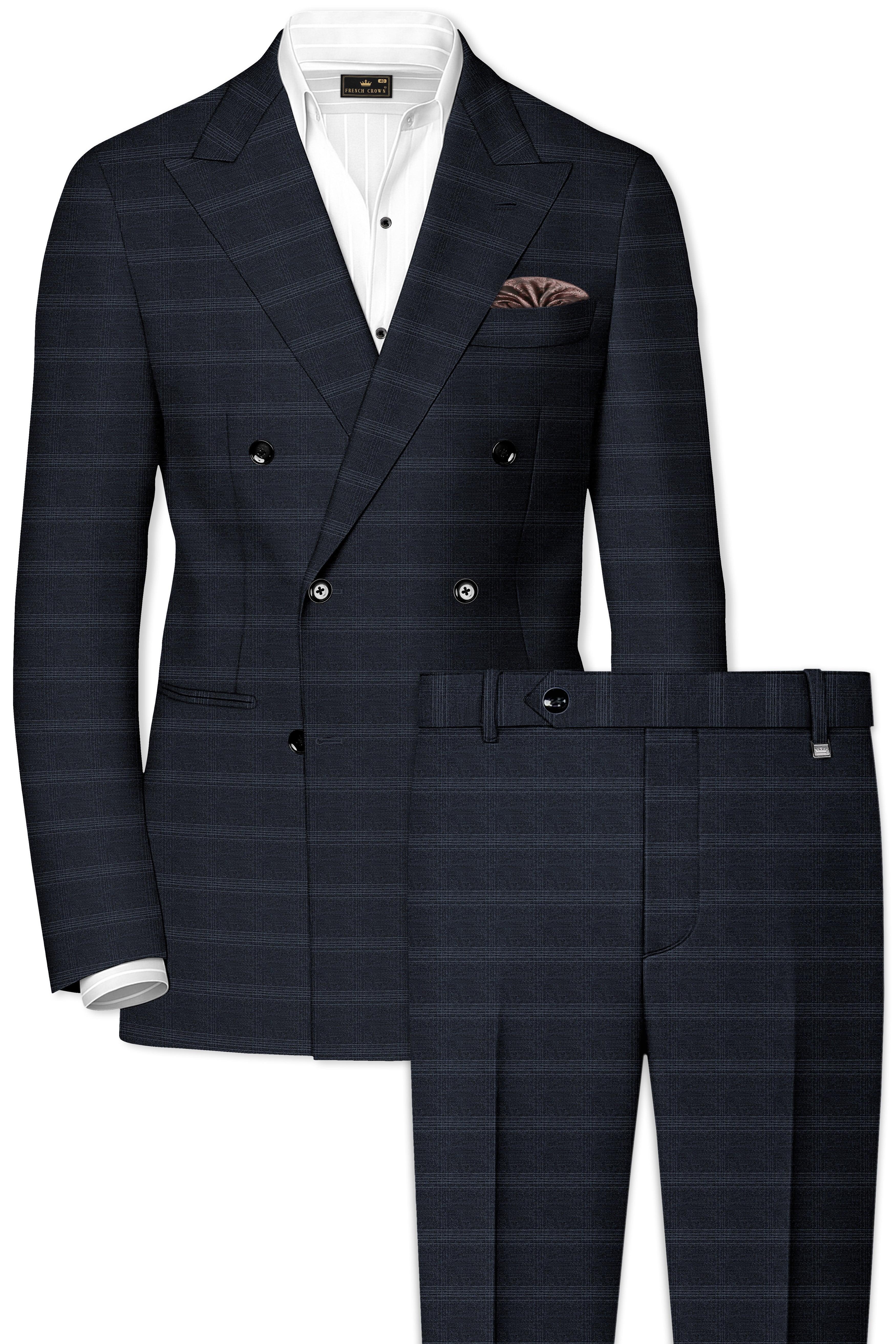 Tuatara Gray Plaid Double Breasted Suit