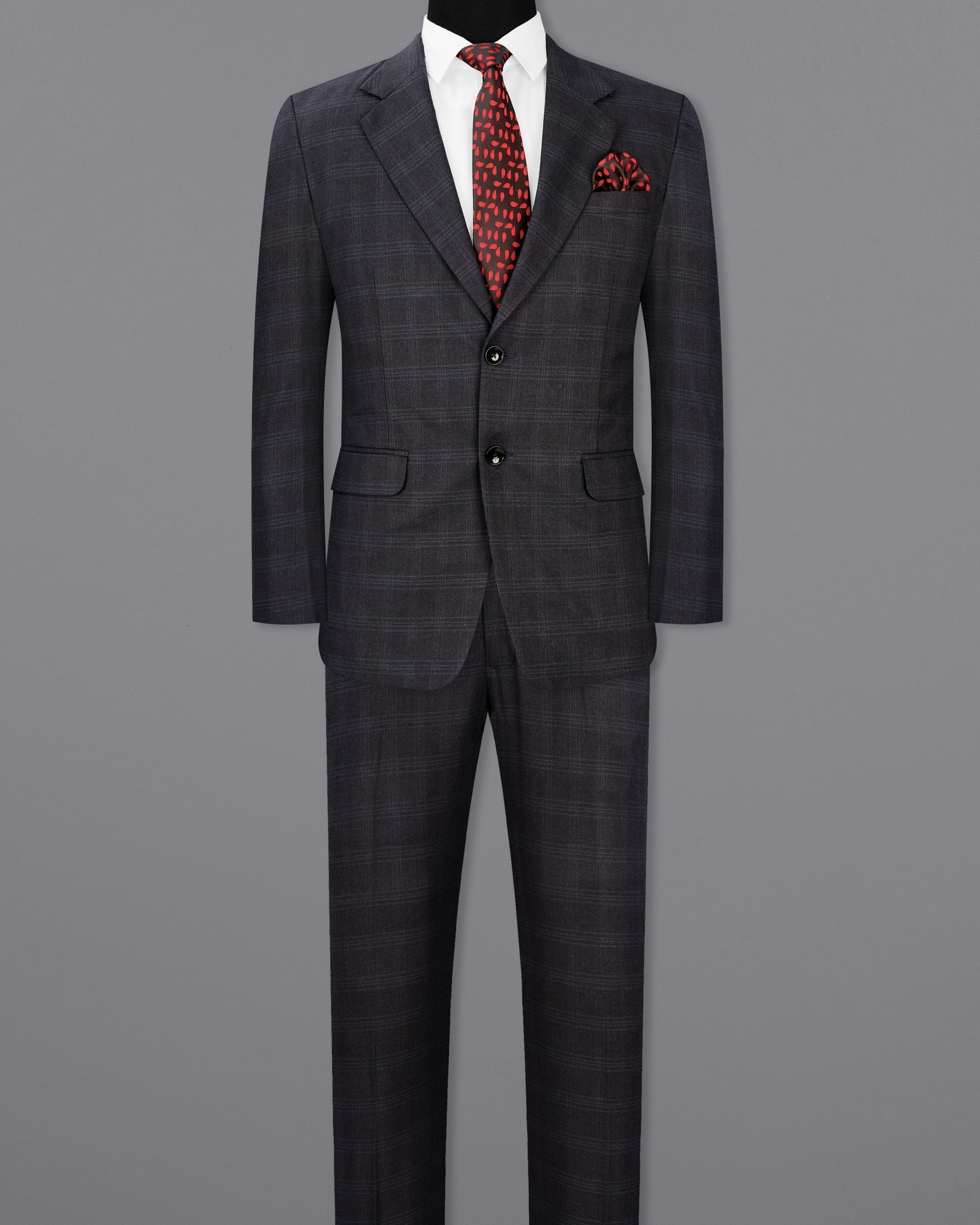 Mirage Gray windowpane Single Breasted Blazer