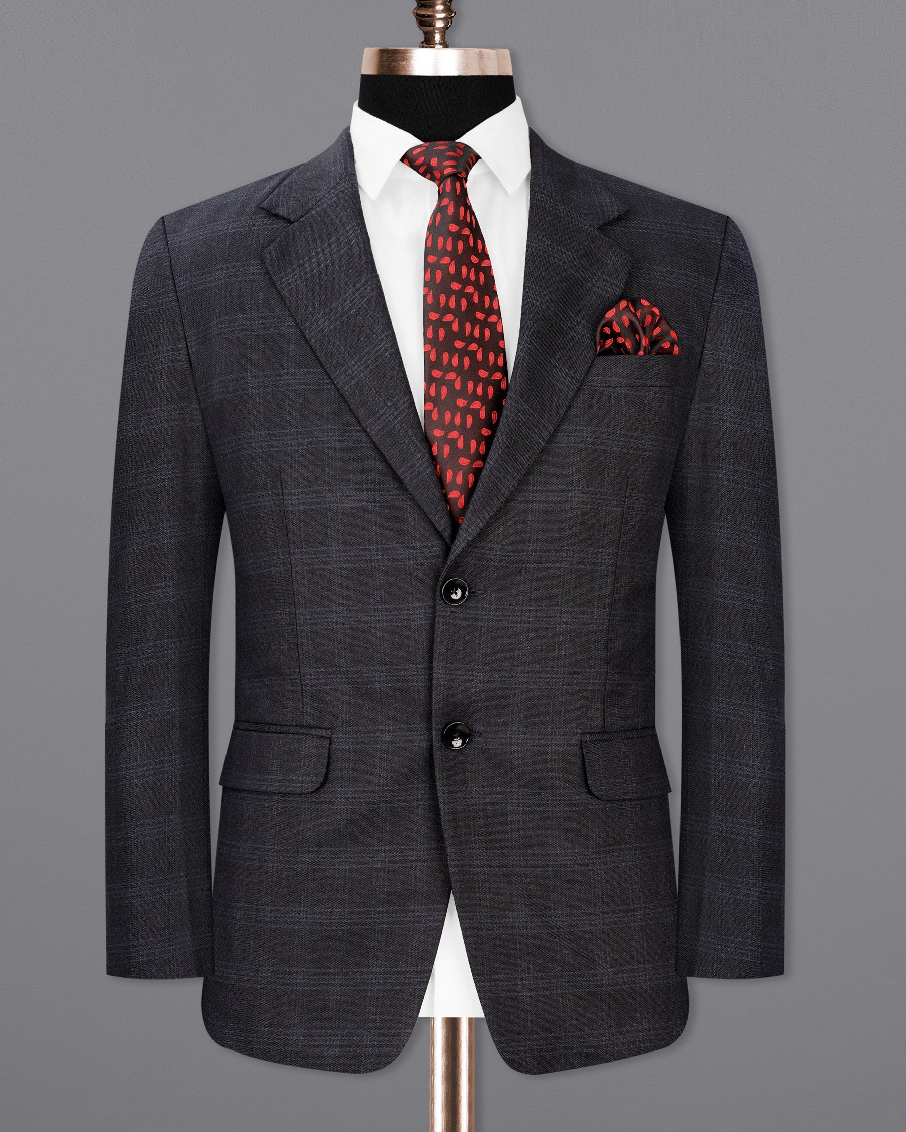 Mirage Gray windowpane Single Breasted Blazer
