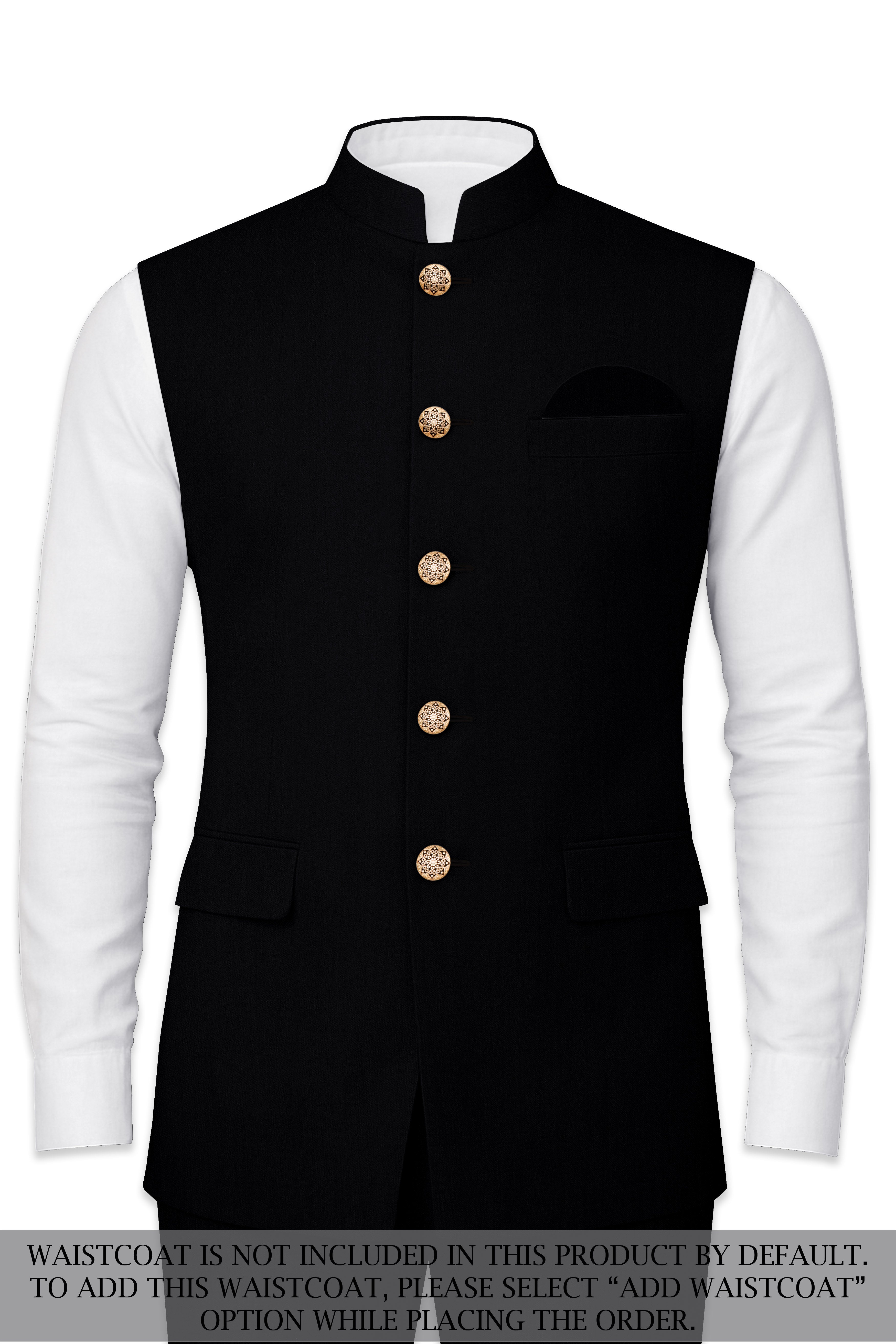Thunder Black Cross Placket  Bandhgala Suit