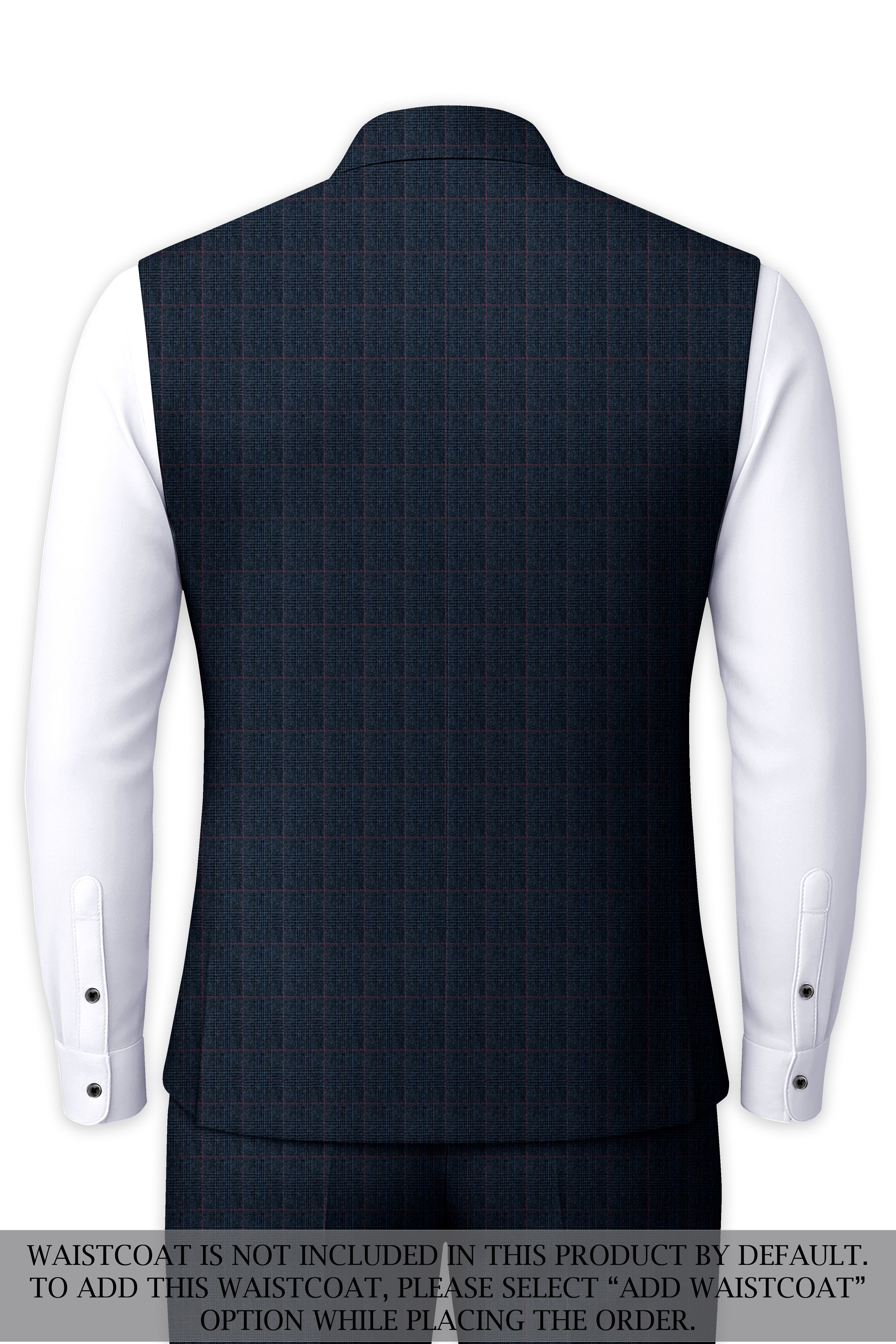 Ebony Subtle Plaid Cross Placket Bandhgala Suit