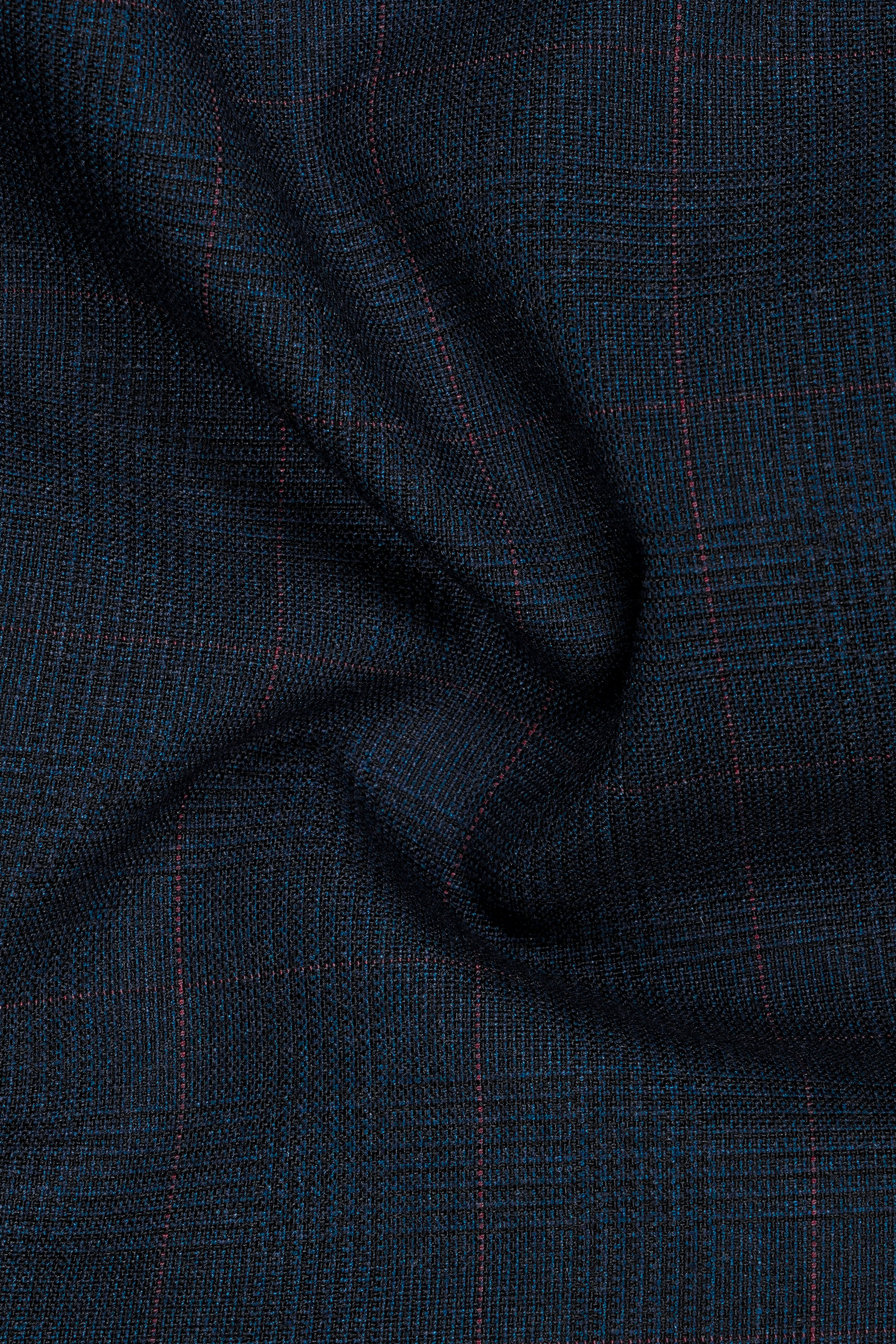 Ebony Subtle Plaid Cross Placket Bandhgala Suit
