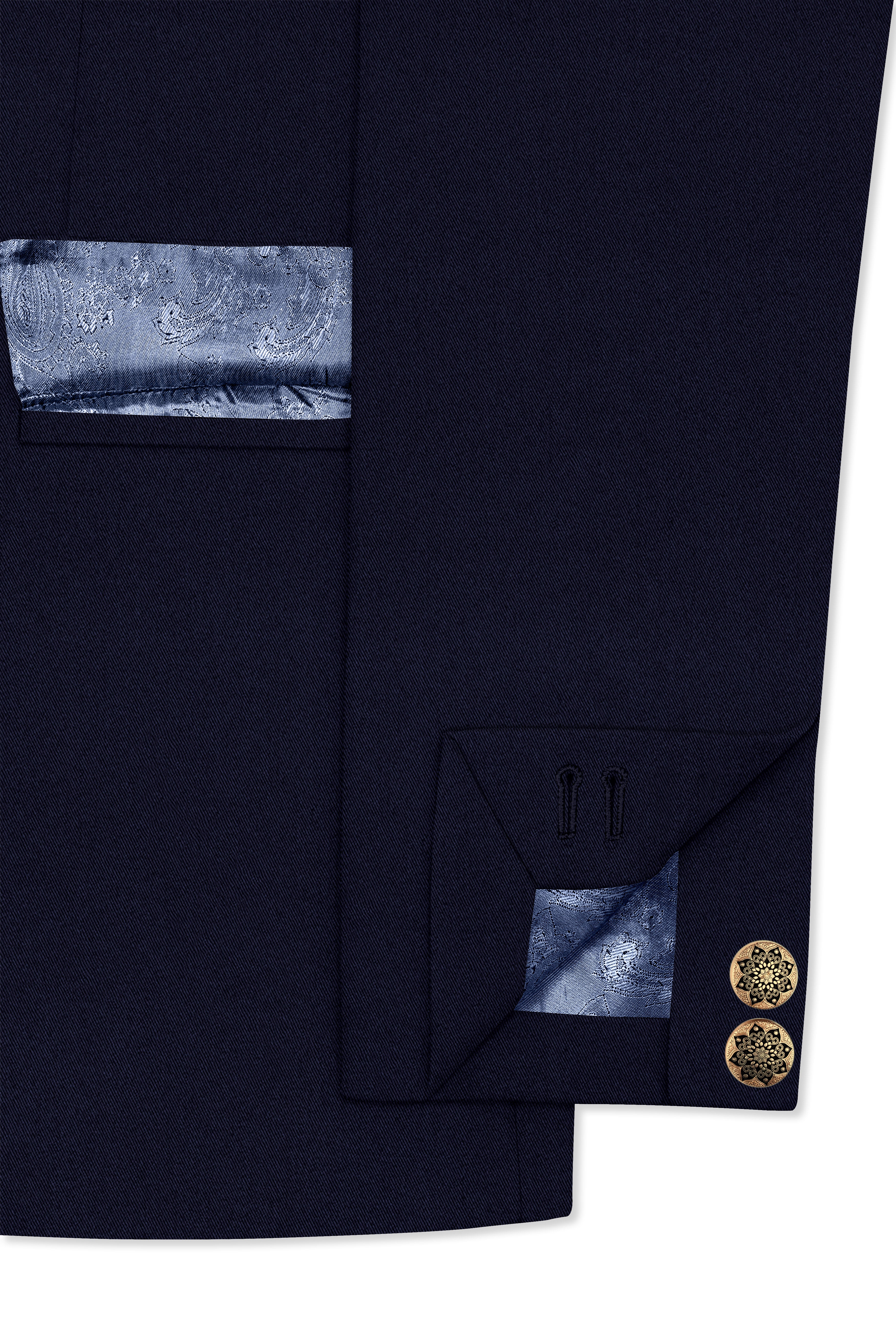 Gunmetal Blue Cross Placket Bandhgala Suit