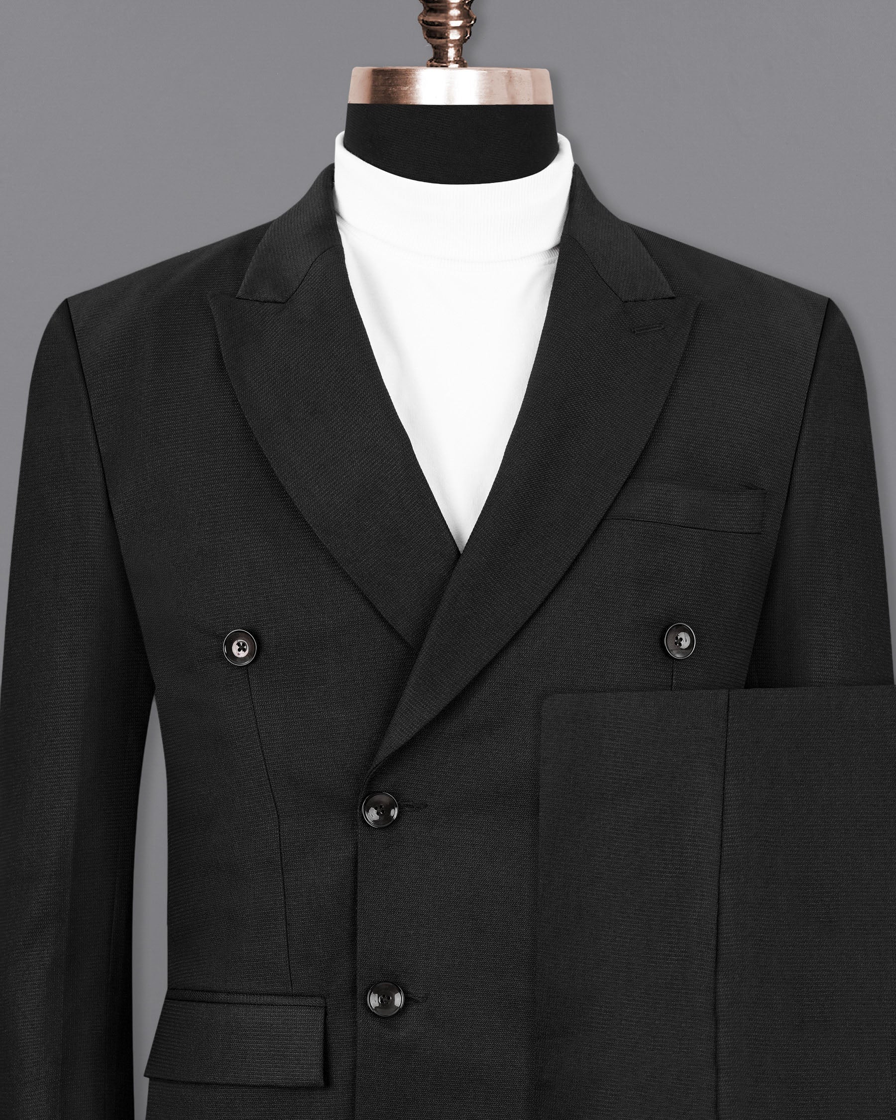 Melanzane Jade Black Double Breasted Suit