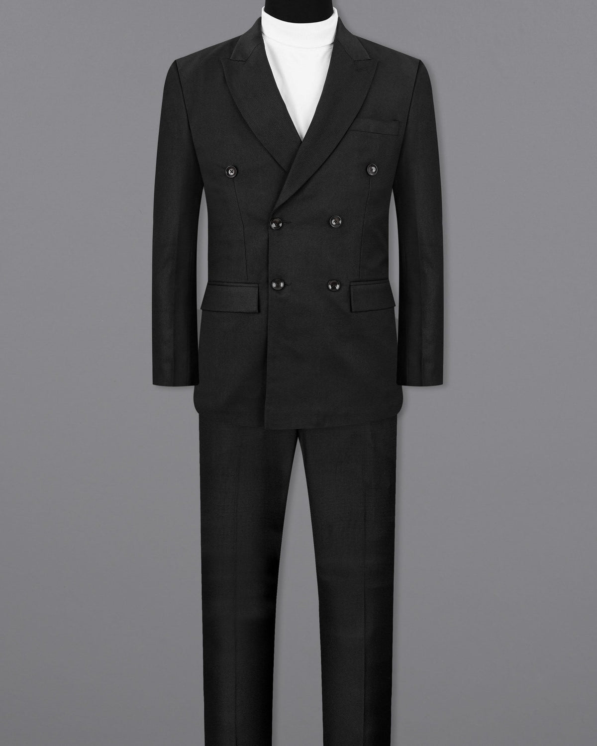 Melanzane Jade Black Double Breasted Suit