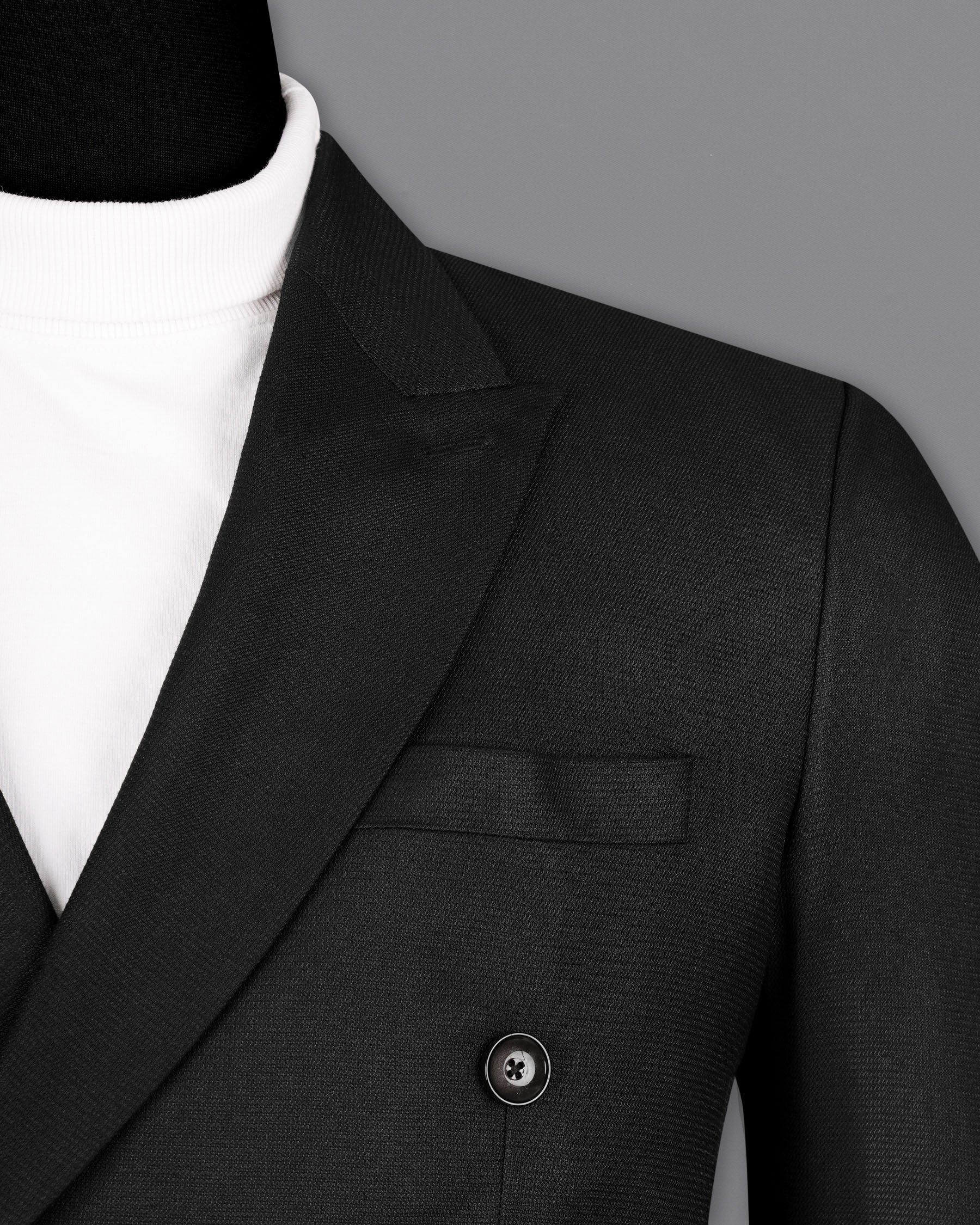 Melanzane Jade Black Double Breasted Suit