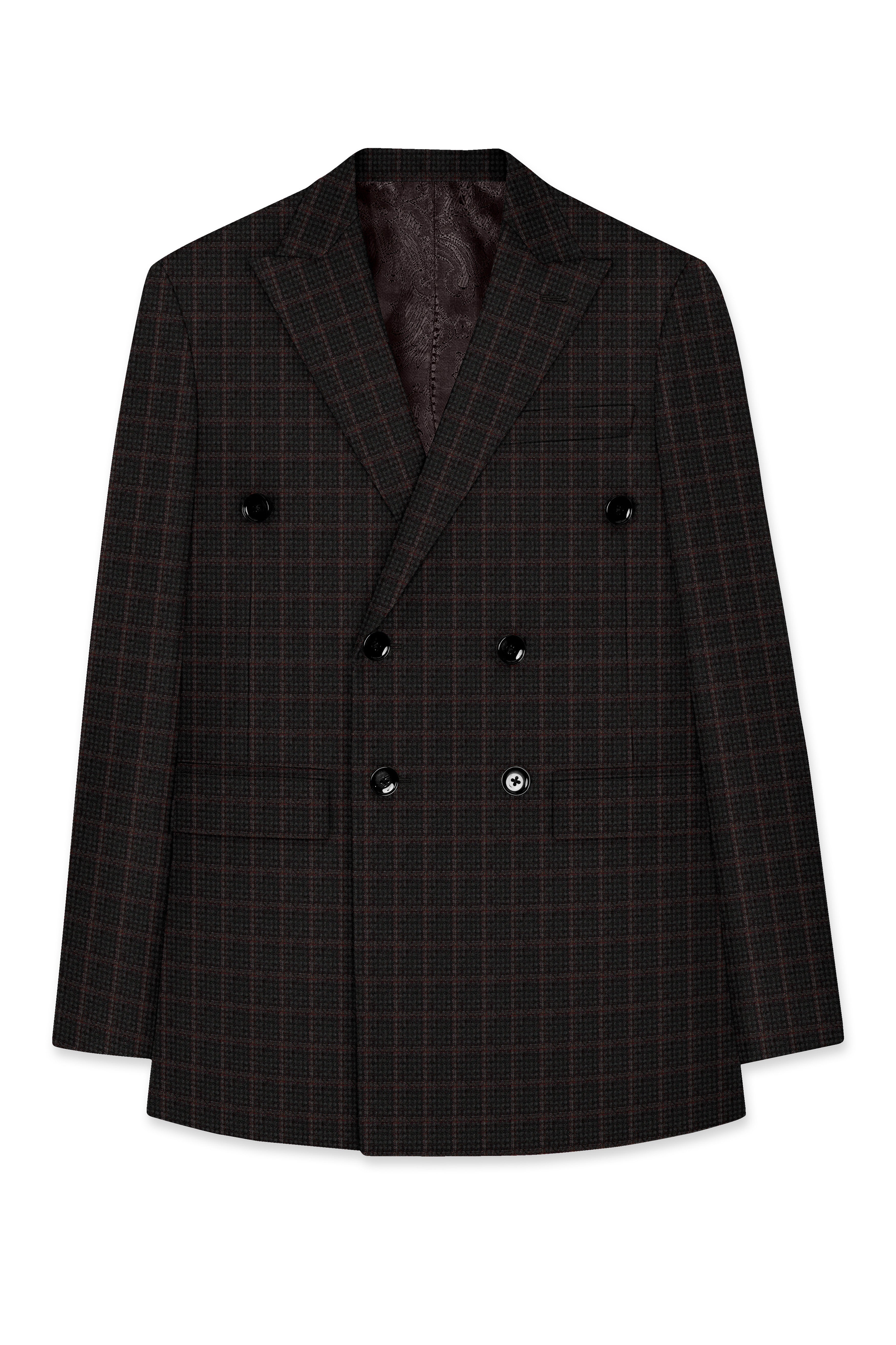 Thunder Brown Subtle Checkered Double Breasted Suit