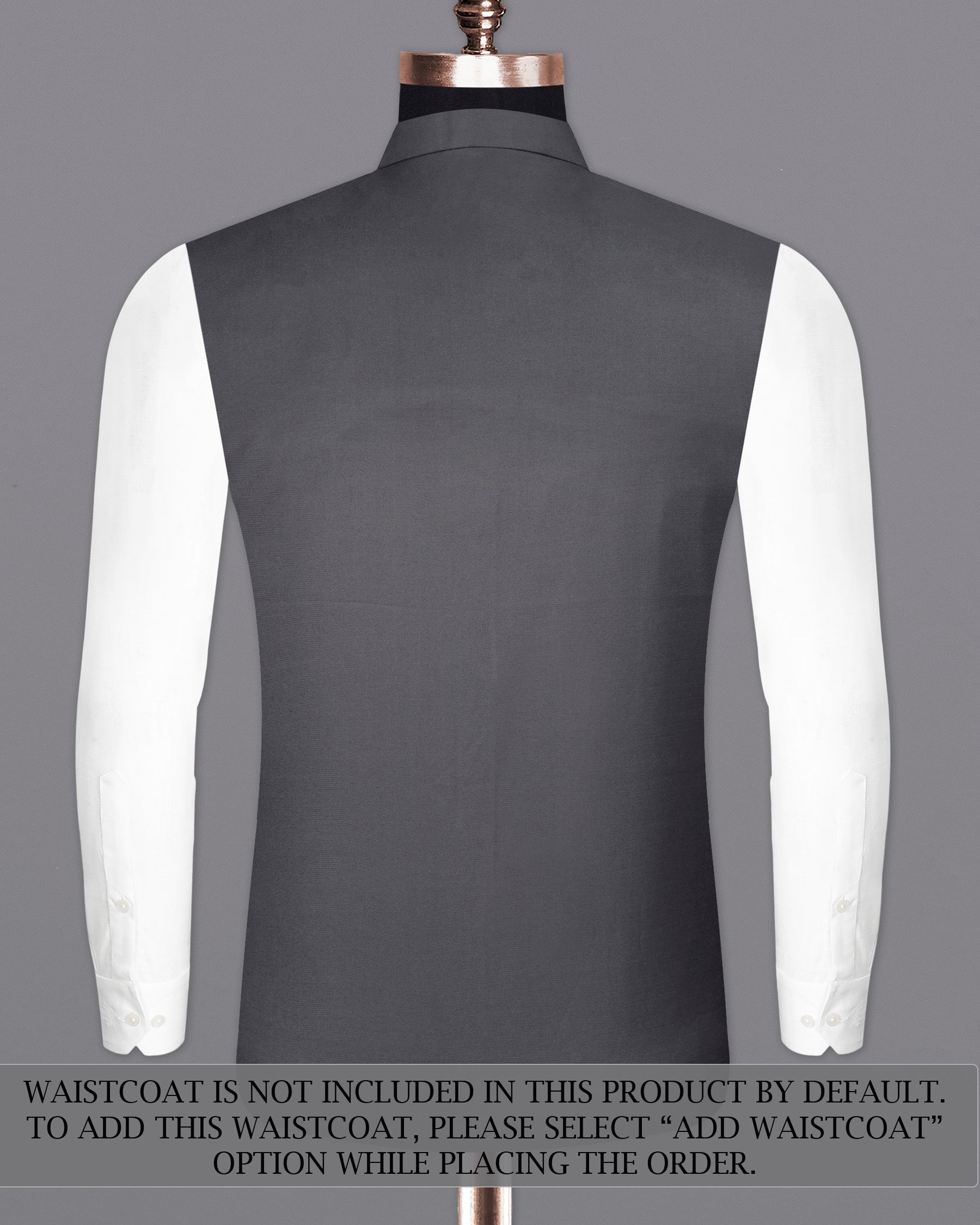 Vampire Gray Cross Placket Bandhgala Suit