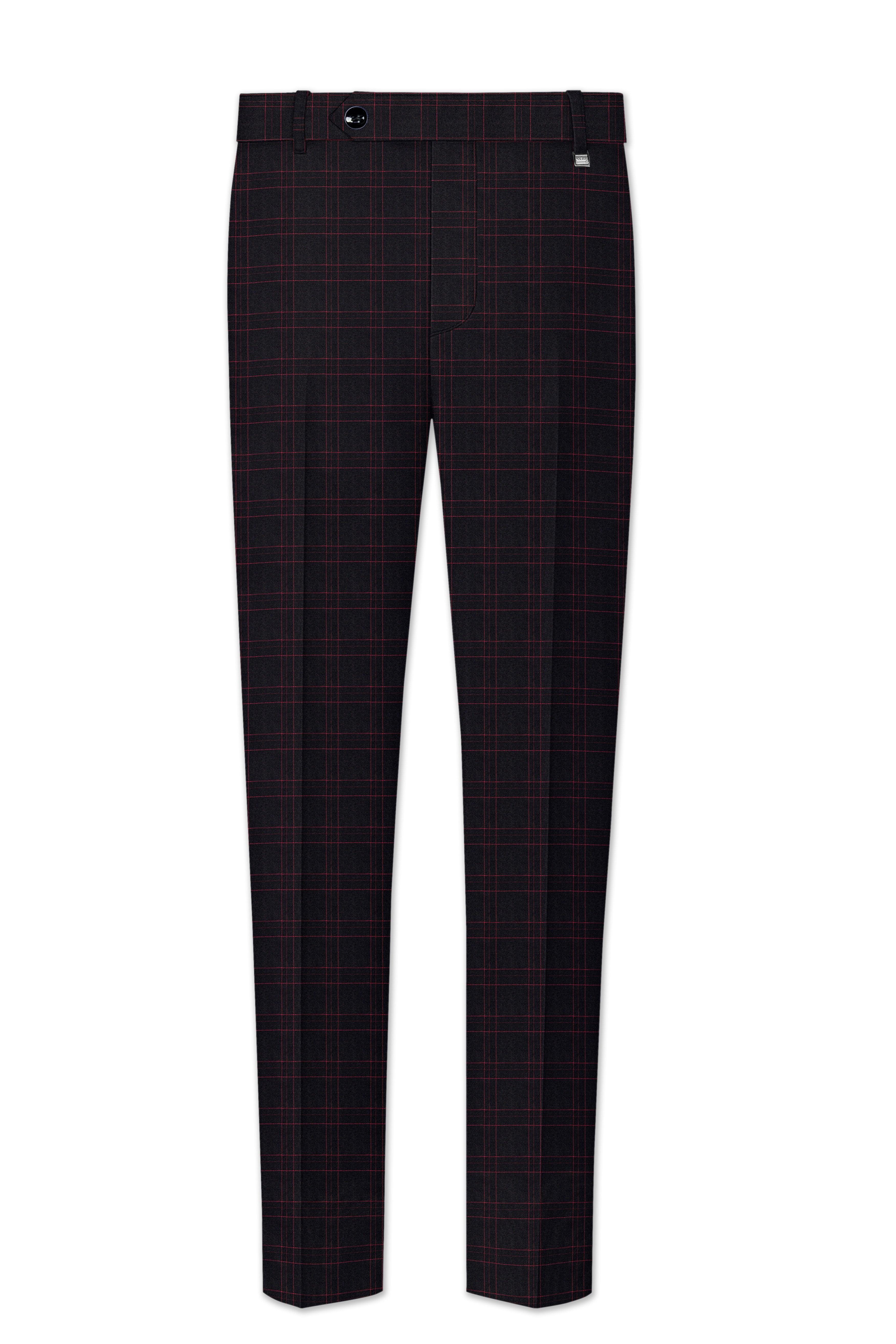 Onyx Black windowpane Cross Placket Bandhgala Suit