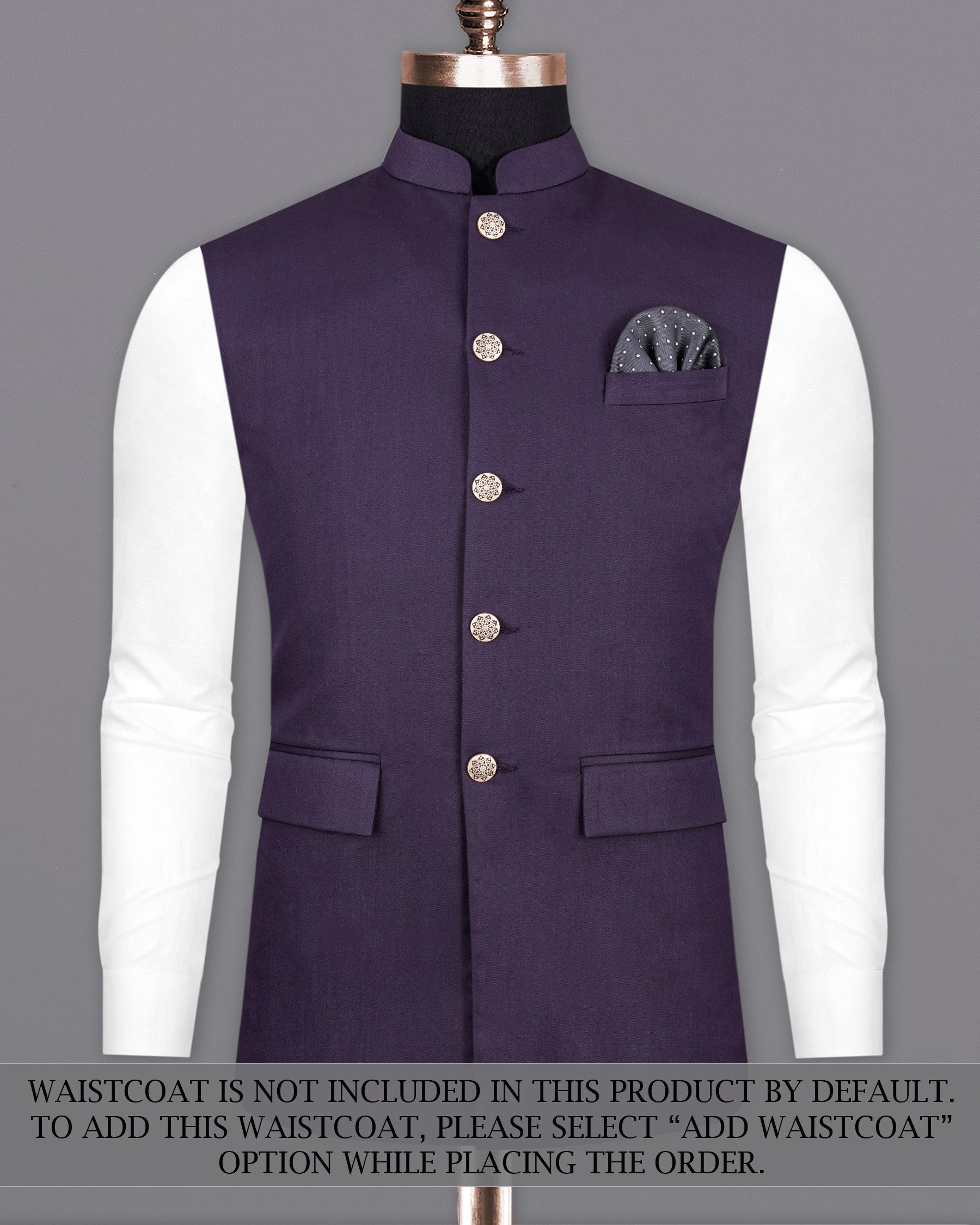 Tolopea Dark Purple Bandhgala Suit