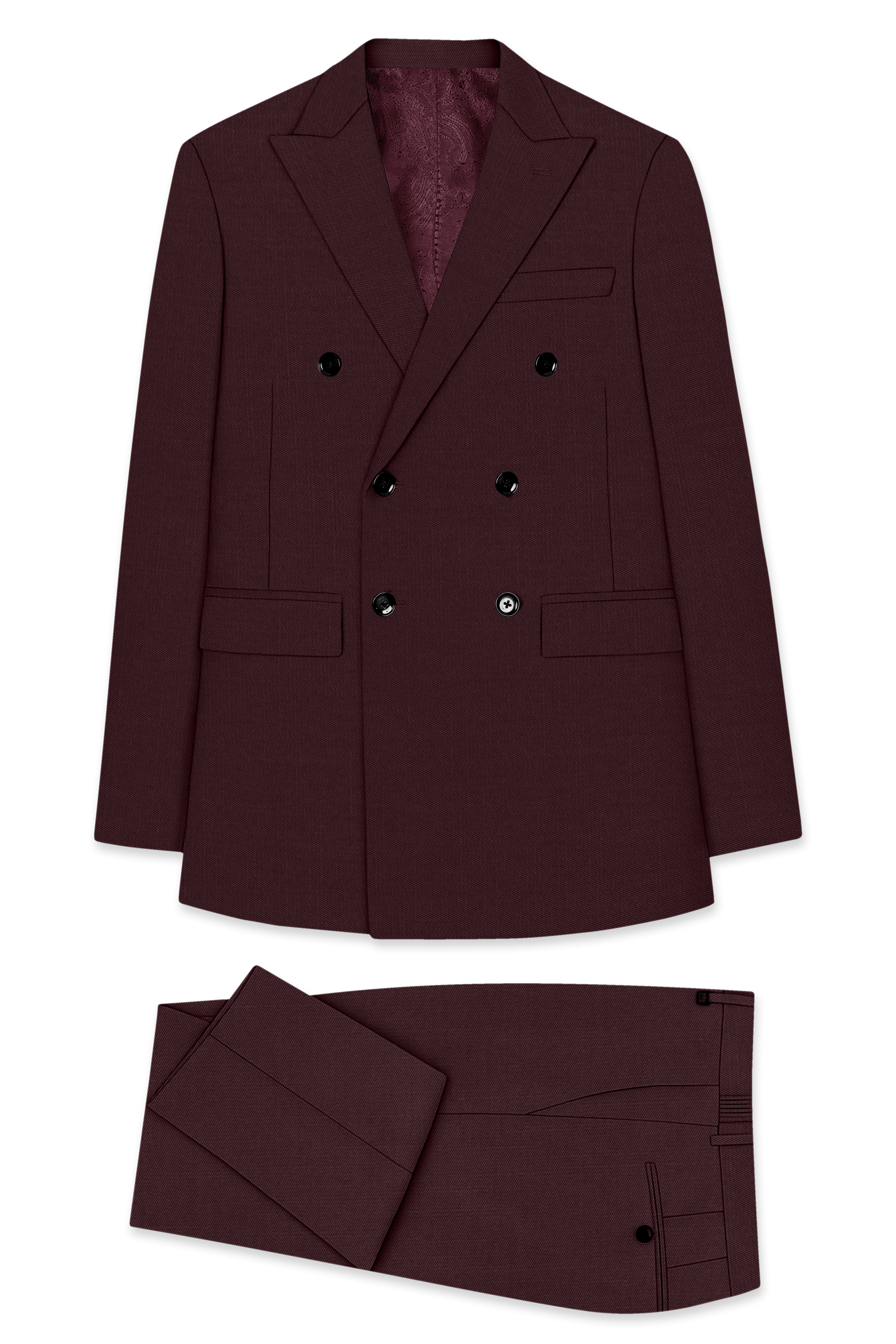 Matterhorn Maroon Double Breasted Suit