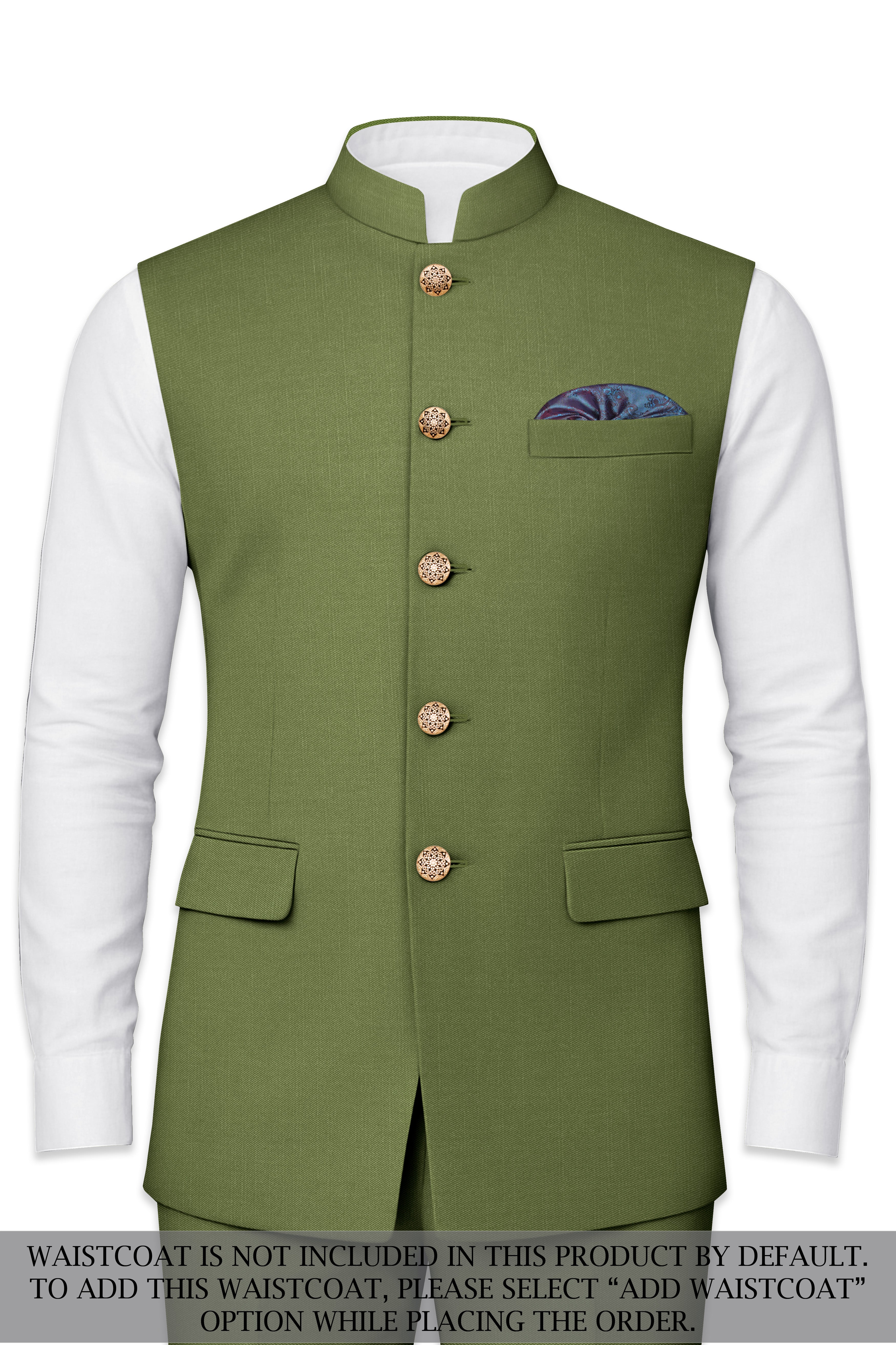 Cactus Green Cross Placket Bandhgala Suit
