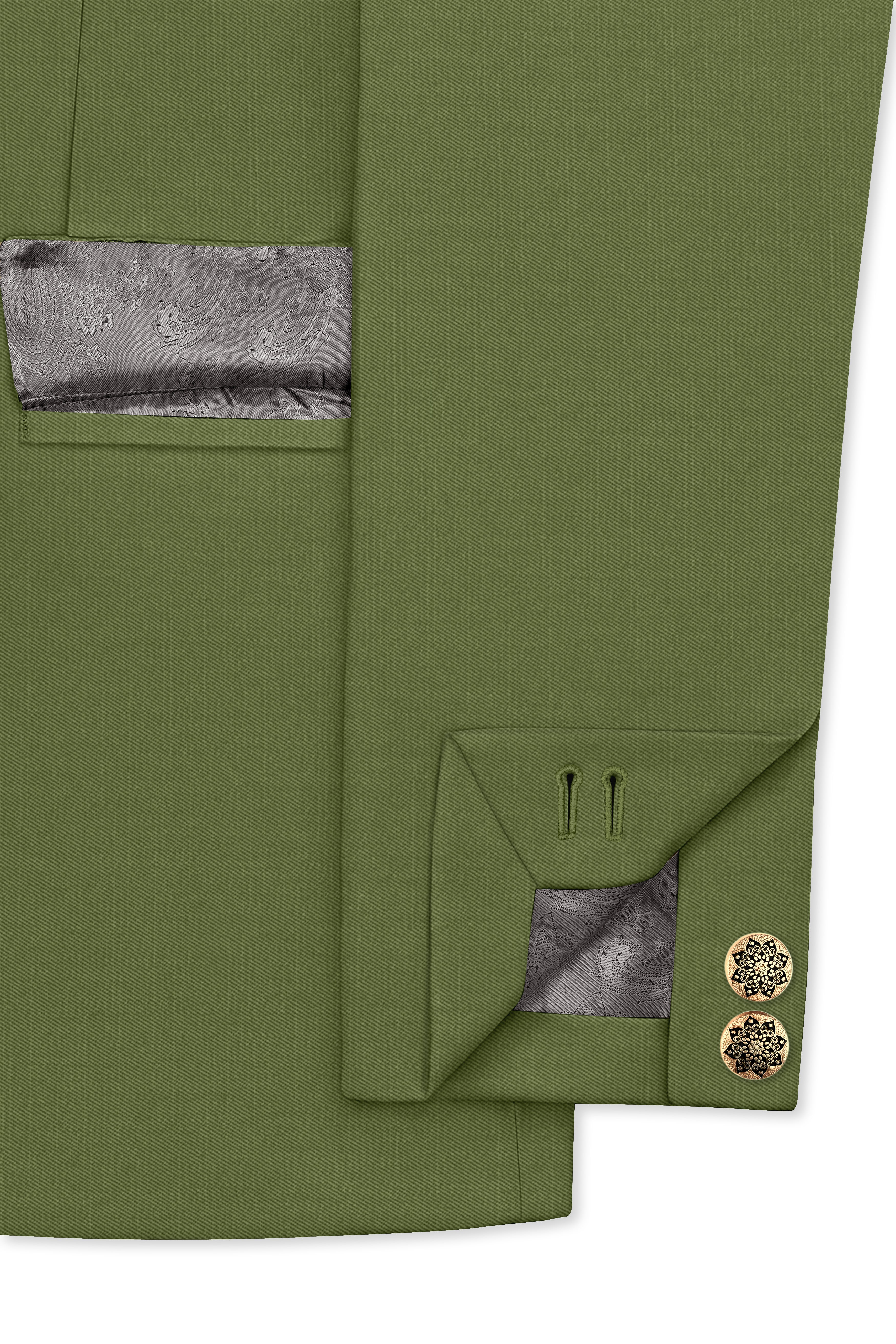 Cactus Green Cross Placket Bandhgala Suit