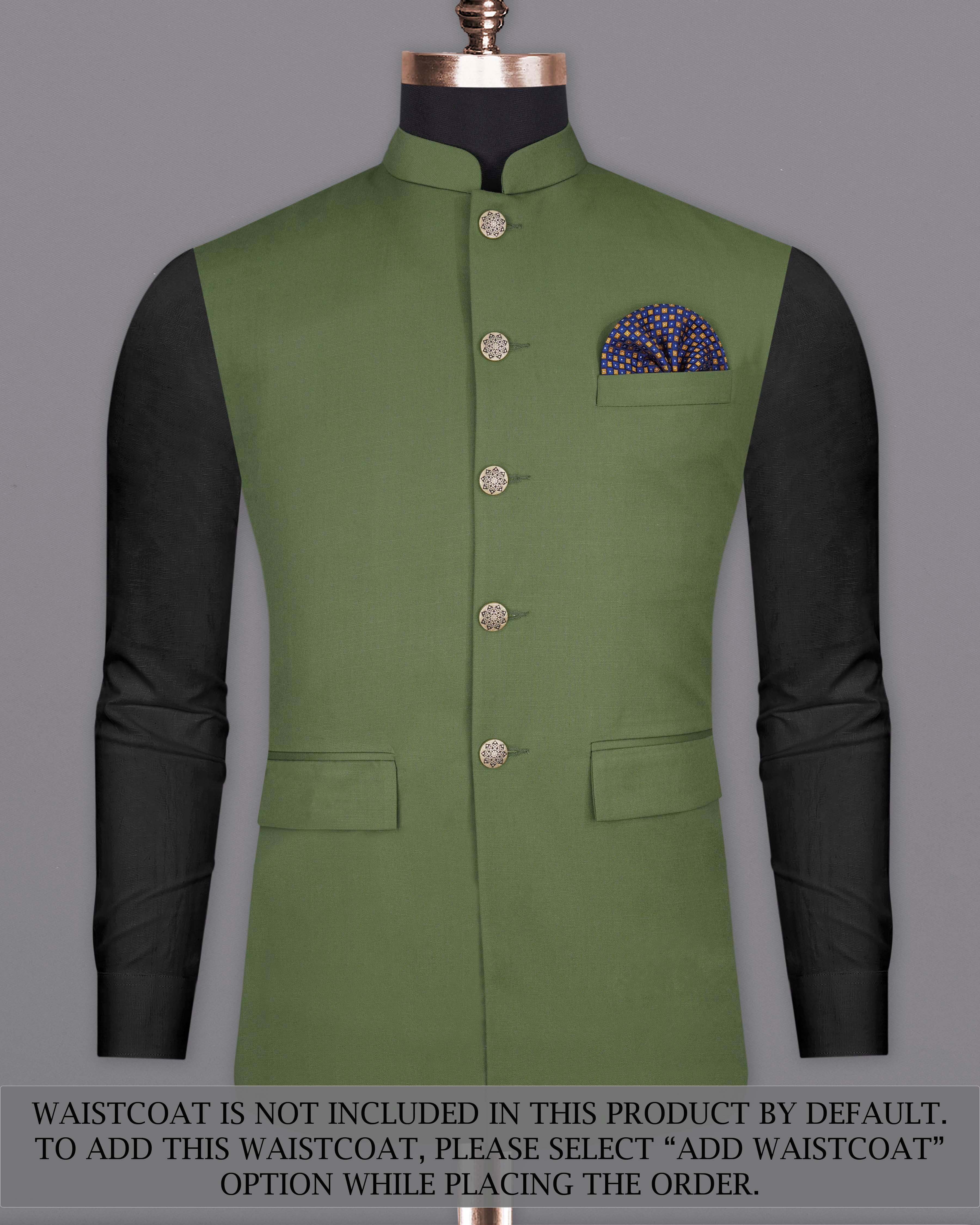 Cactus Green Cross Placket Bandhgala Suit