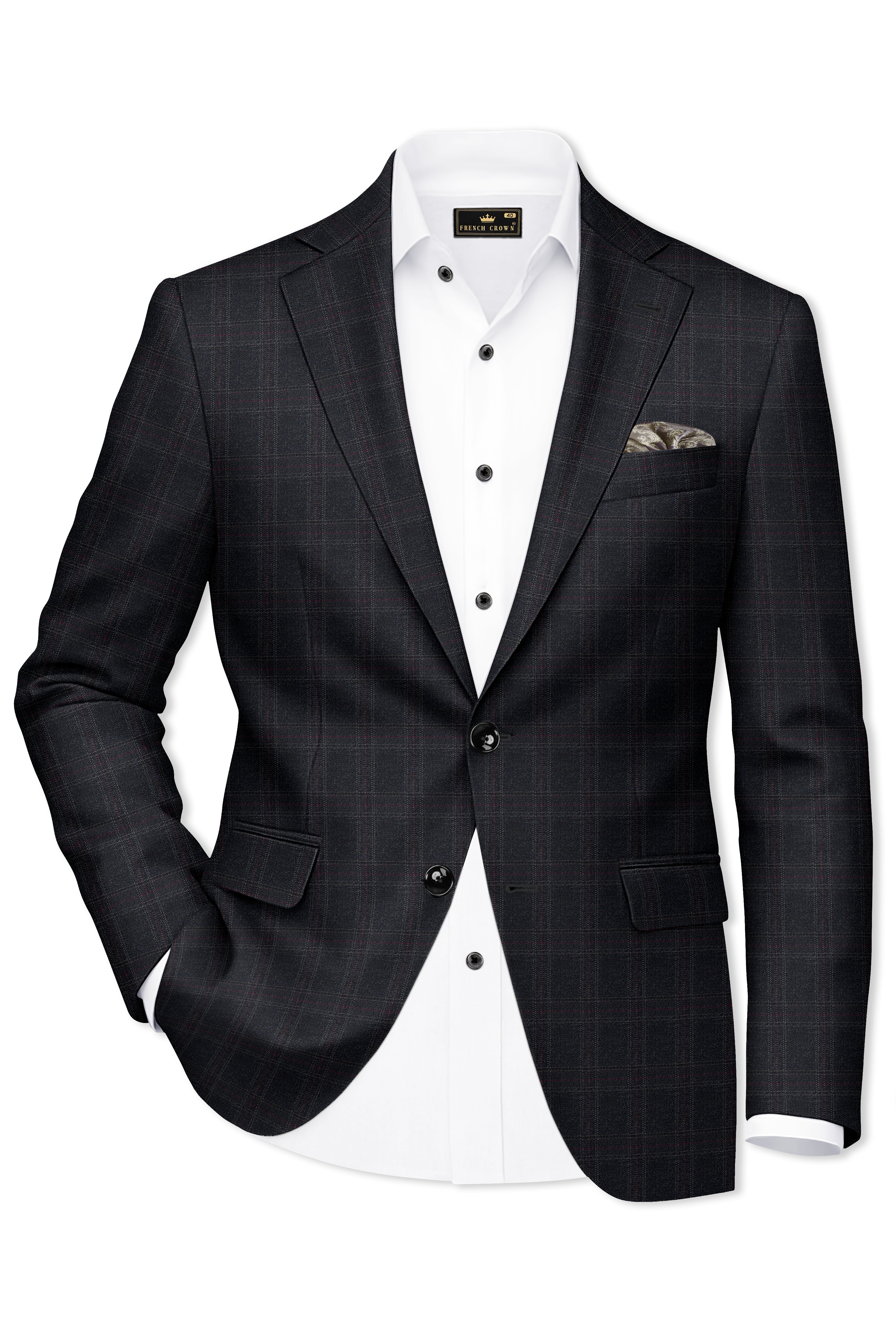 Nero Grey Subtle Plaid Single-Breasted Suit