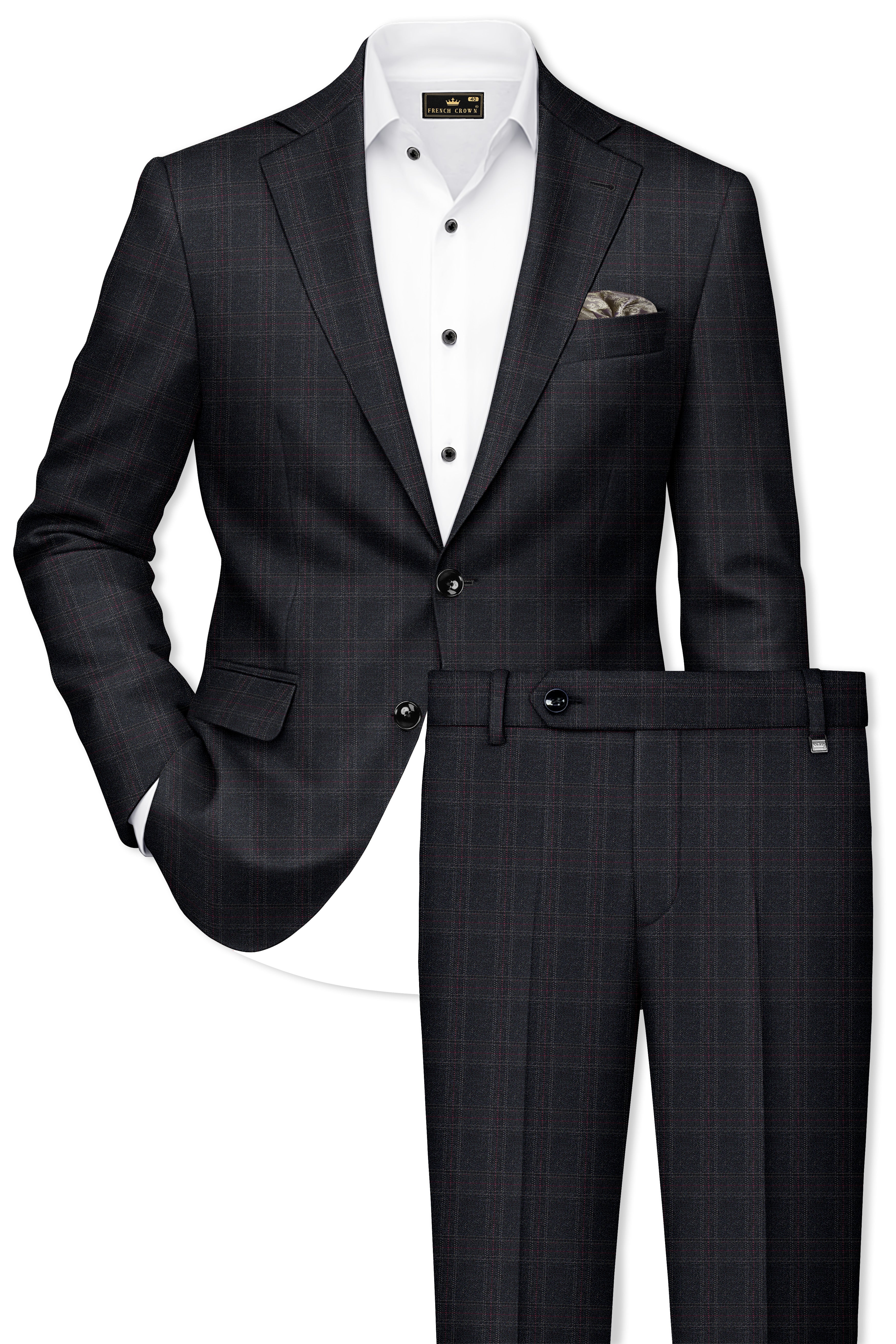 Nero Grey Subtle Plaid Single-Breasted Suit