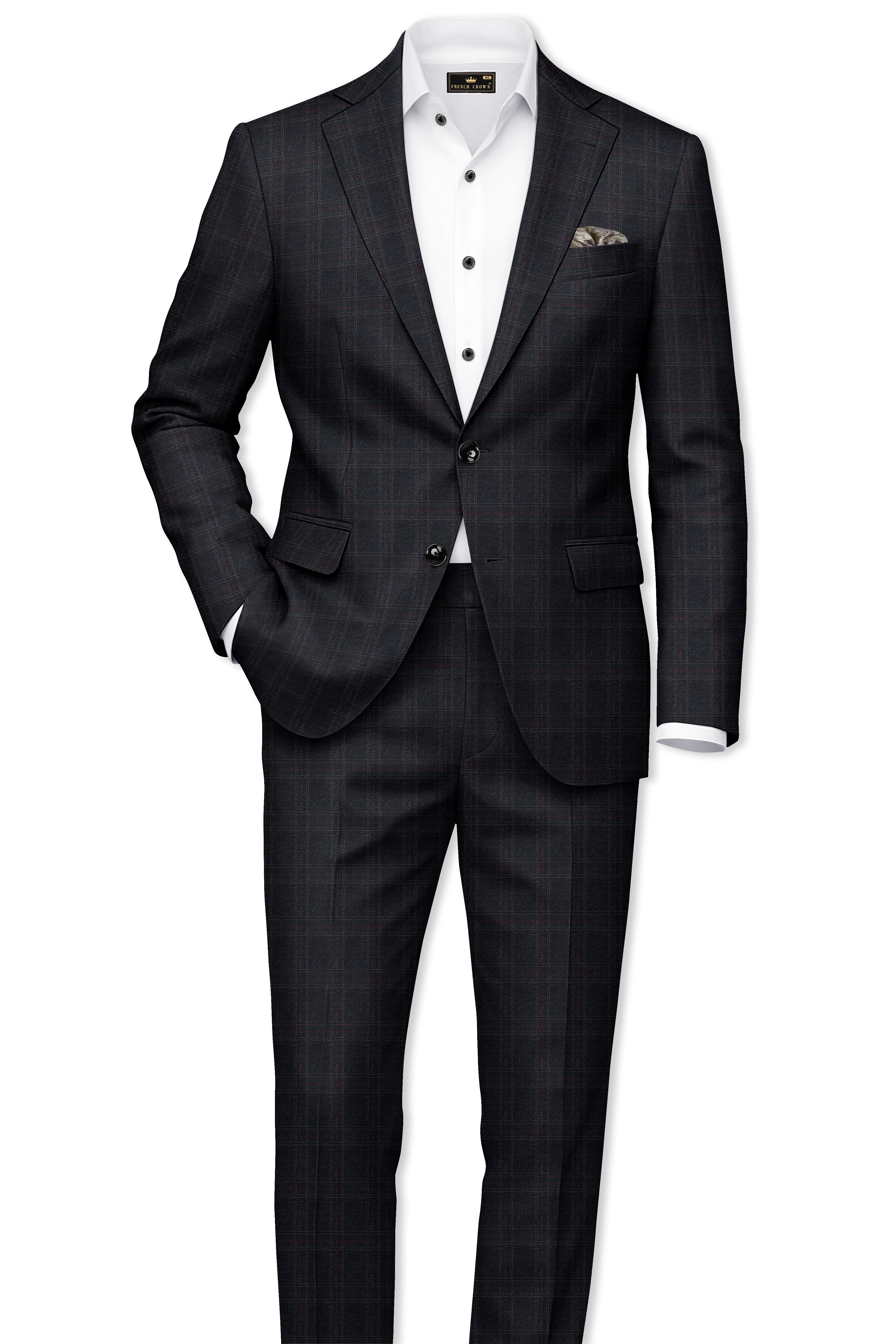 Nero Grey Subtle Plaid Single-Breasted Suit